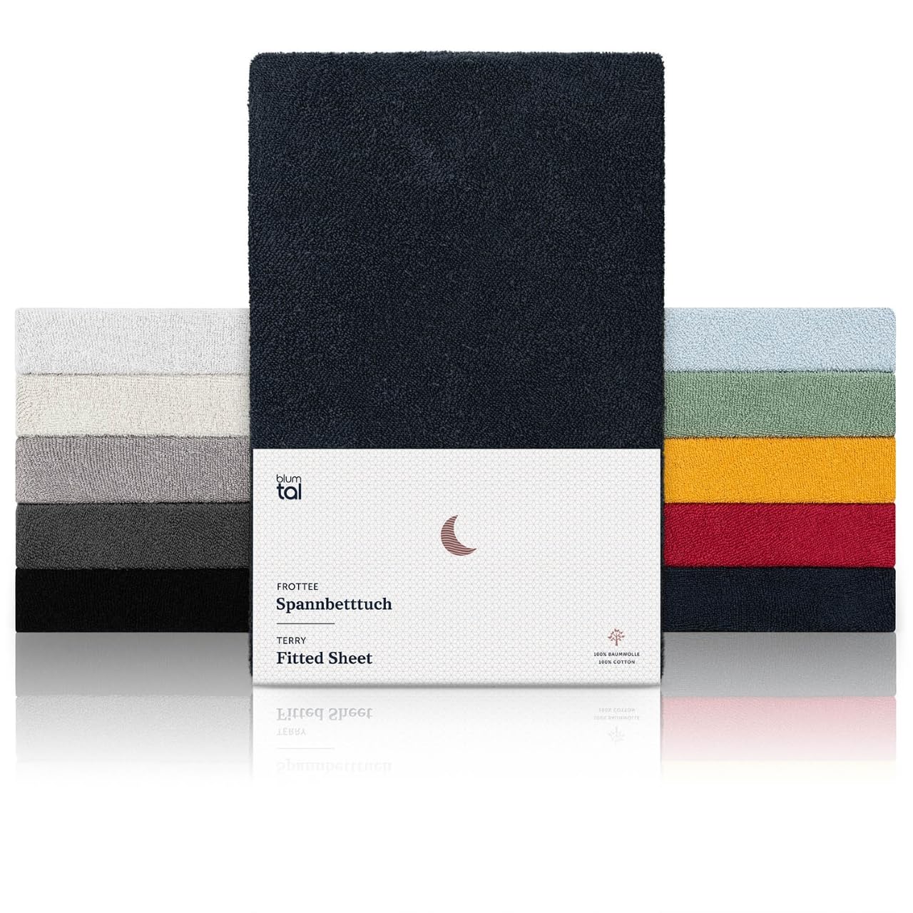 Blumtal® Frottee Spannbettlaken 160x200x30cm - Oeko-TEX zertifiziertes Spannbetttuch 160x200x30cm - Frottee-Spannbettlaken bis 30cm Matratzenhöhe - Dark Ocean Blue