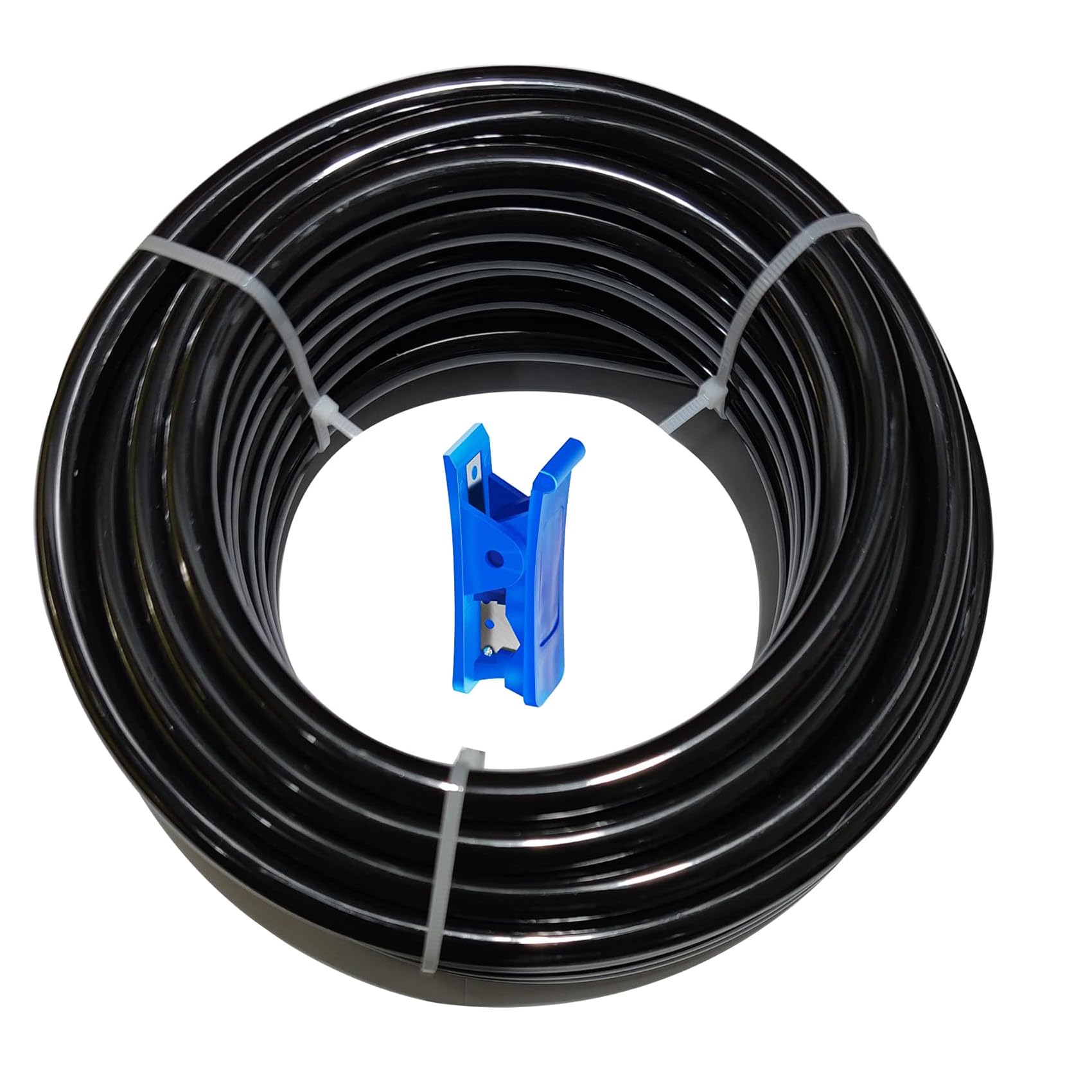 HUAZIZ Manguera neumática de poliuretano de 20 m, manguera neumática negra de poliuretano, manguera de aire comprimido flexible, exterior de 8 mm x interior de 5 mm + 1 cortador de manguera