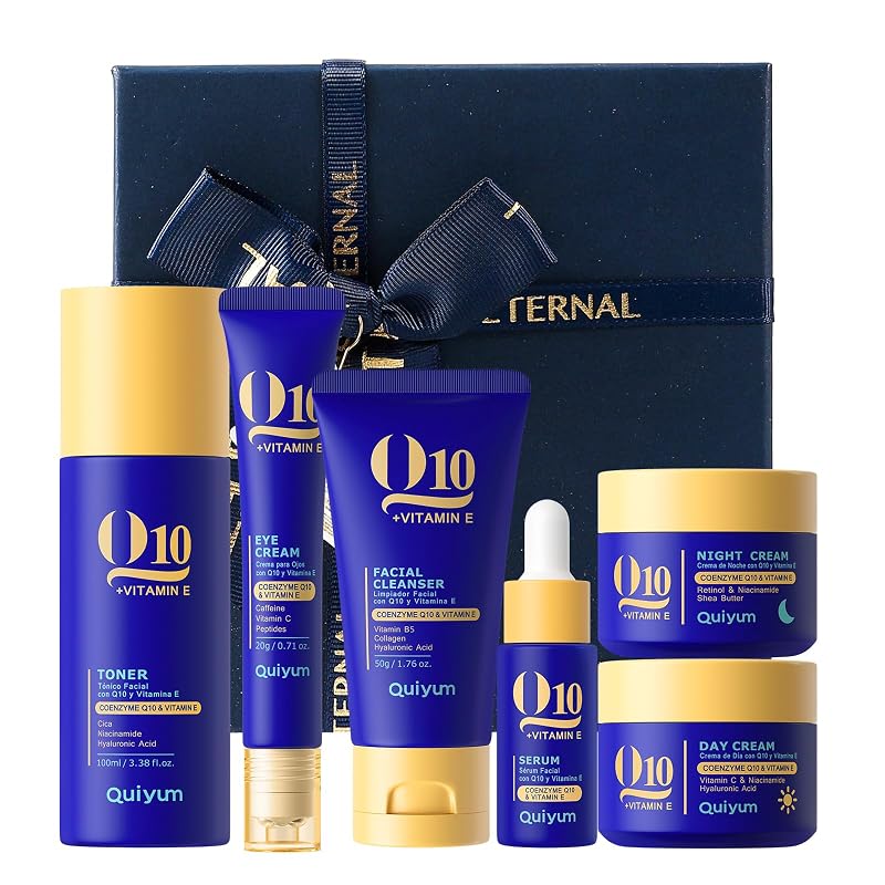 QUIYUM Kit de Cuidados da Pele Q10 e Vitamina E com 6 Produtos