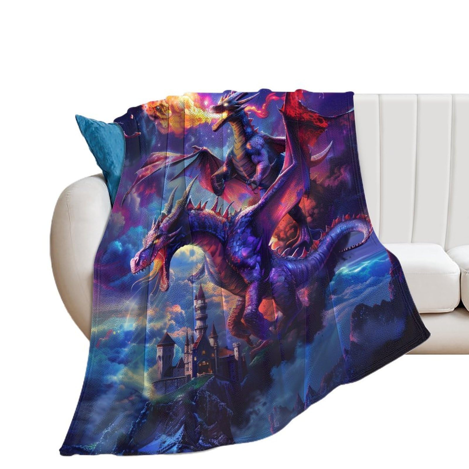 OUTBDNVFSA Fire Dragon Throw Blanket Lightweight Summer Blankets for Bed Sofa Camping Travel