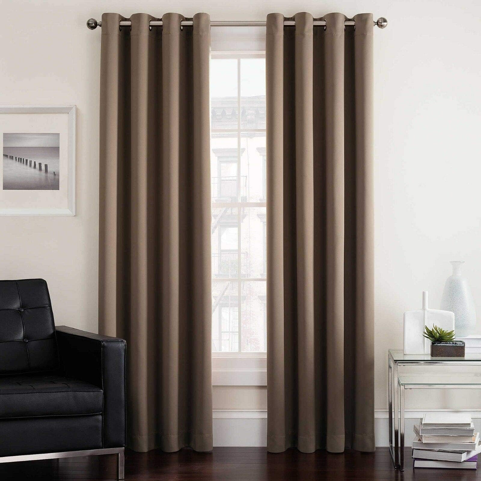 Twilight 95-INCH Room Darkening Grommet Window Curtain Panel in Mocha