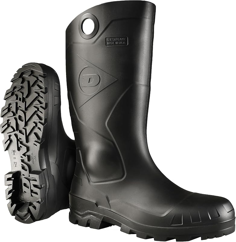 Dunlop Chesapeake Botas de Goma para Hombre y Mujer – PVC – Impermeables – Botas Ligeras para jardín, Pesca y Lluvia con Puntera Suave y Pantorrilla Ancha – Negro – Talla 3–15