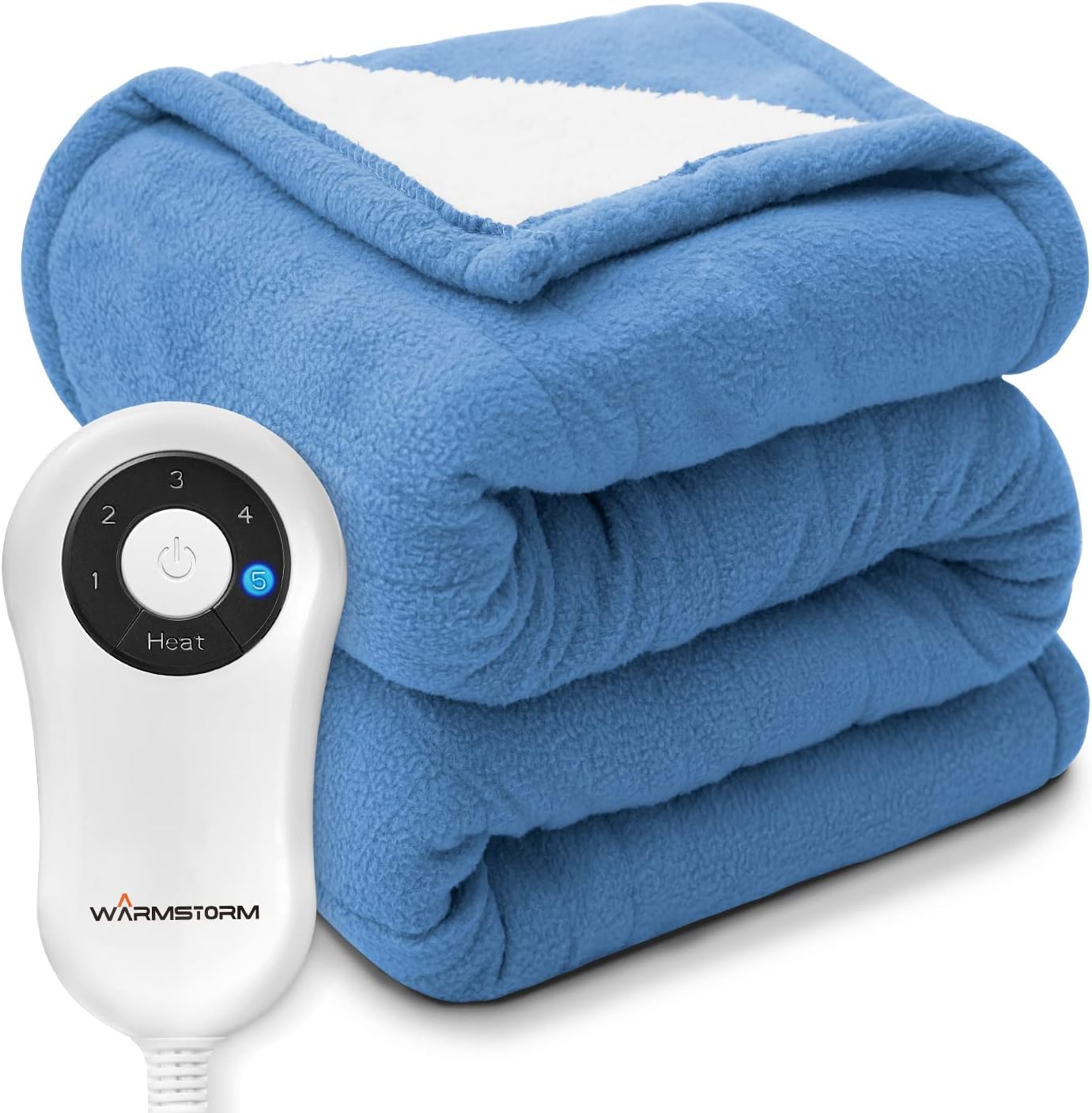 Warm Storm Heated Throw Blanket 155 x 127cm Sherpa & Polar Fleece Electric Blanket with Fast