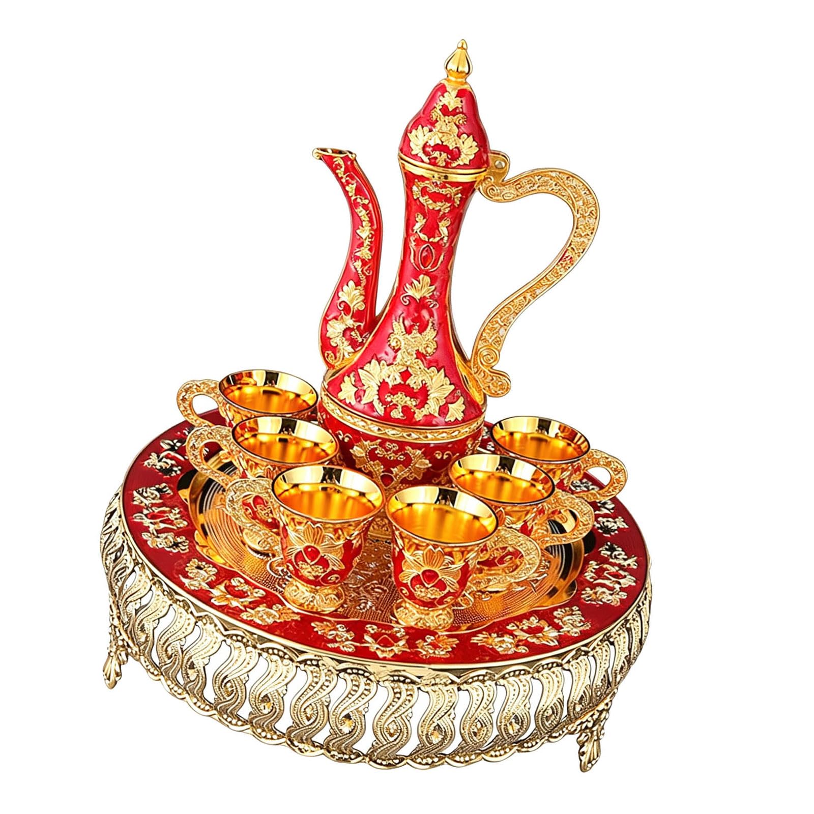 Limtula Drinkware Set with Tray and Matching Cup European Styles Metal Barwares Accessories for Entertaining Guests Metal Club Set