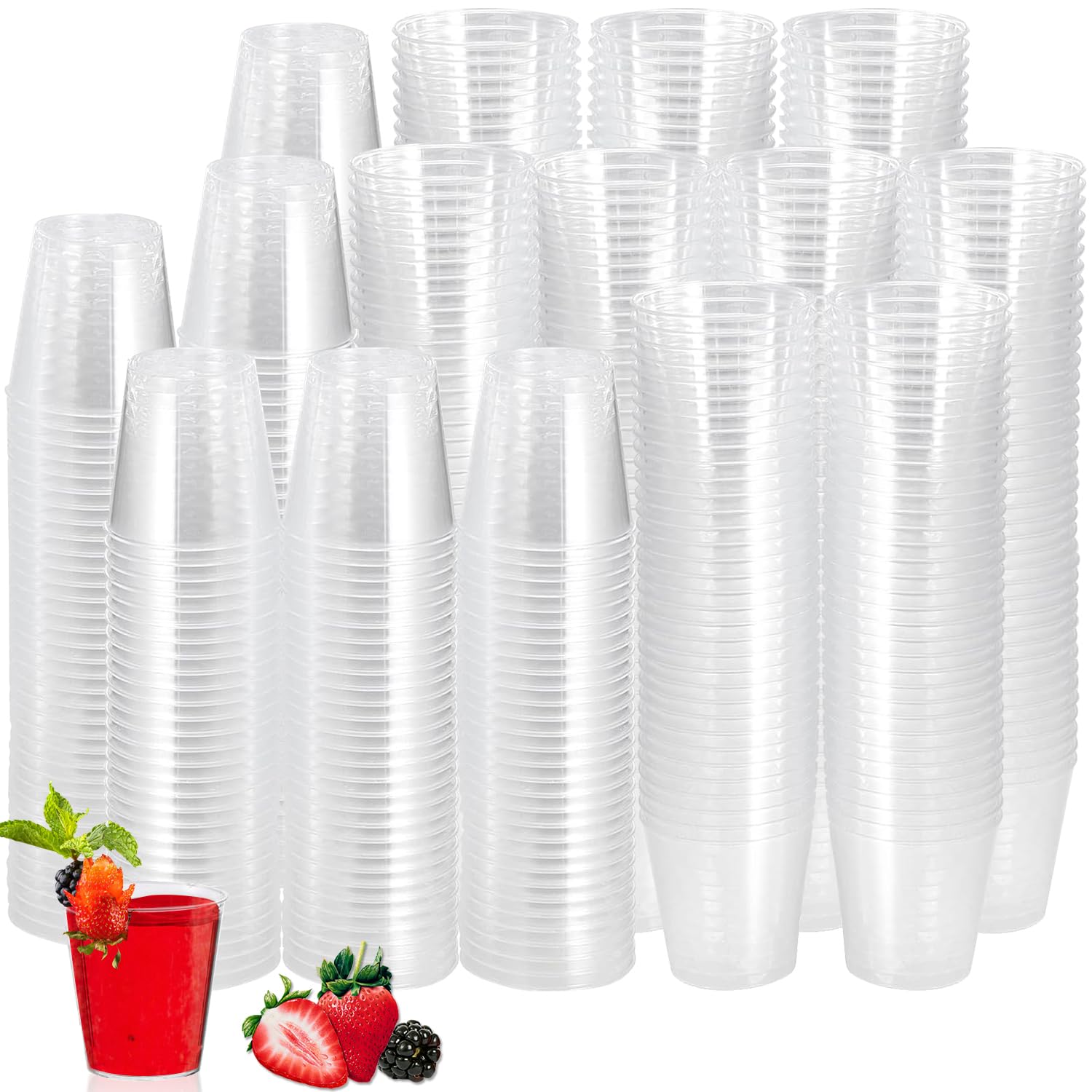 500PCS Plastic Shot Glasses 30ml/1oz Clear Plastic Shot Cups, Durable Hard Sample Tasting Cups Communion Cup Disposable Shot Glasses for Party, Wedding, BBQ and Jelly Cup
