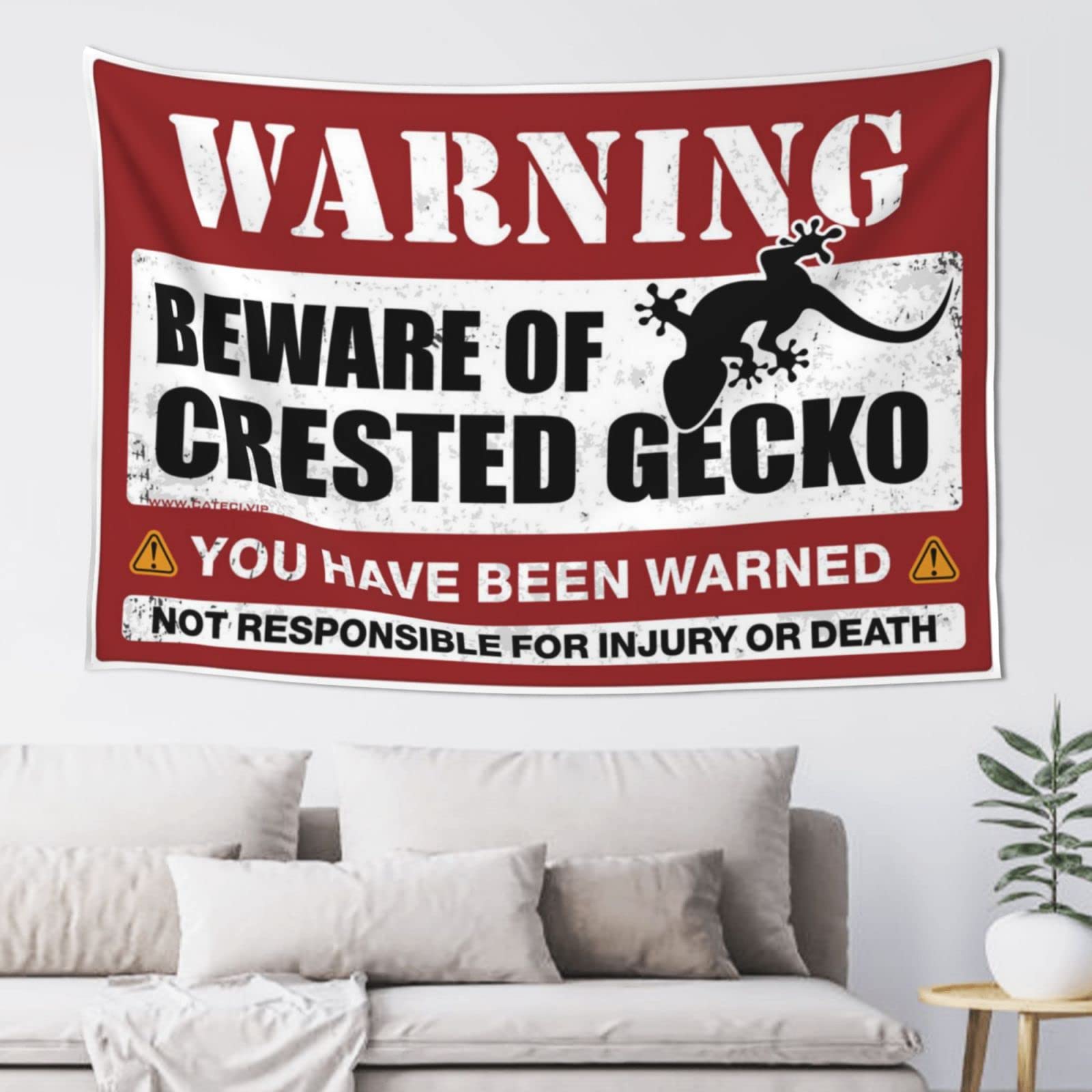 PRAVOXI Things For Boys Room Beware Of Crested Gecko Tapestry Stuff For Your Room Men Decor(75X100CM)