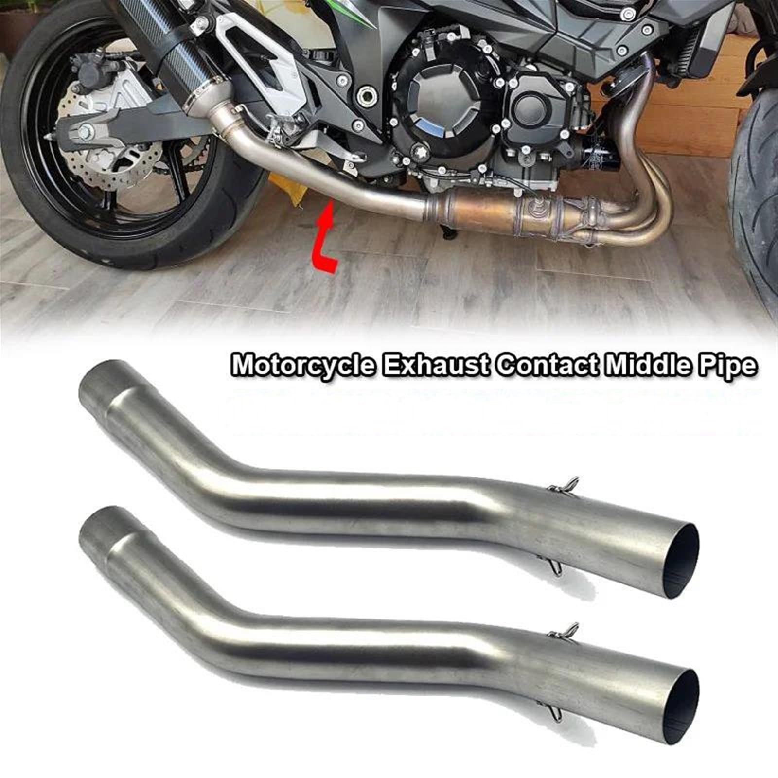 Tubo De Conexión Central del Sistema Escape La Motocicleta Acero Inoxidable para Kawasaki ZX6R 2009-2014 ZX10R 2008-2017(Type 1)