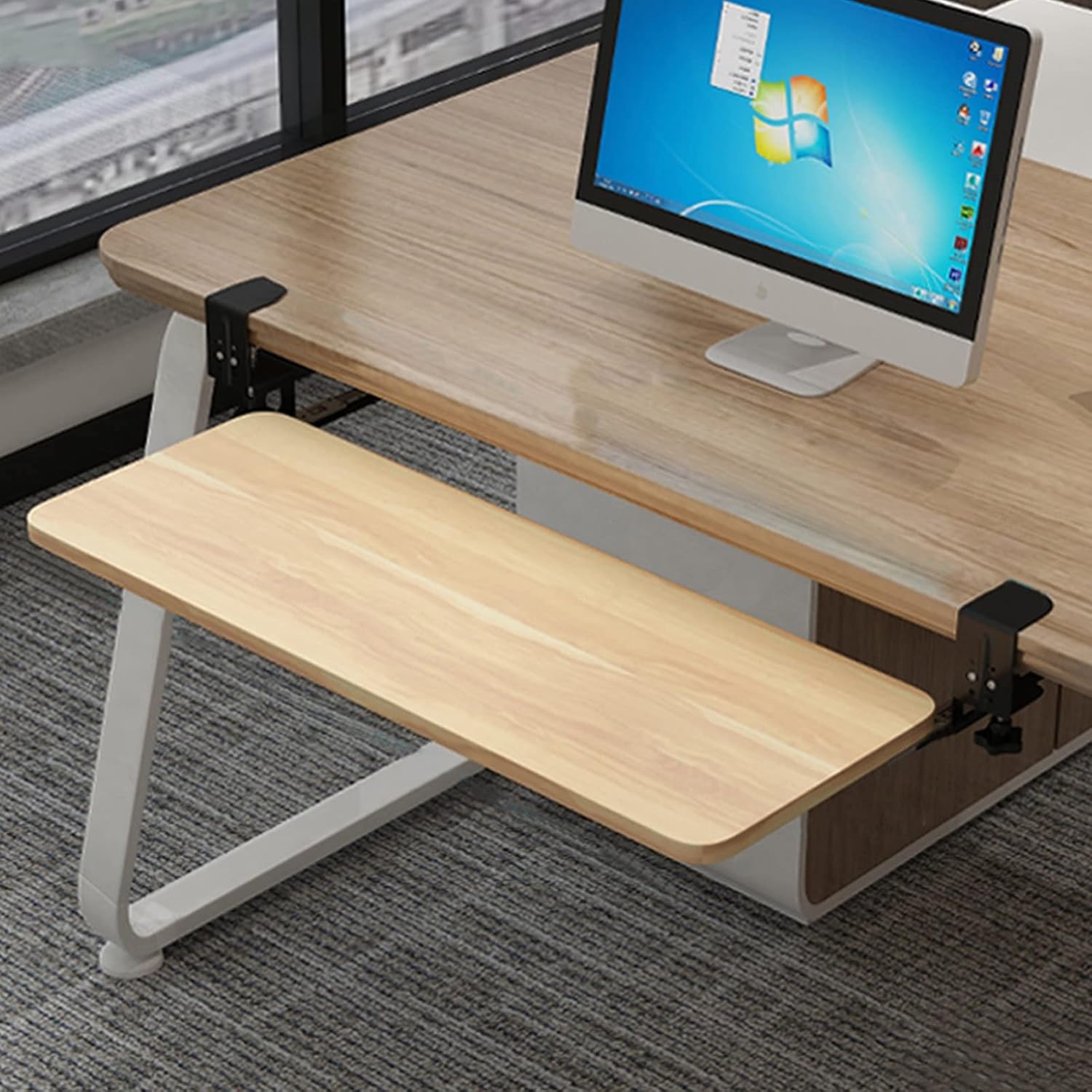 Wooden Under Desk Keyboard Tray for Home Office School