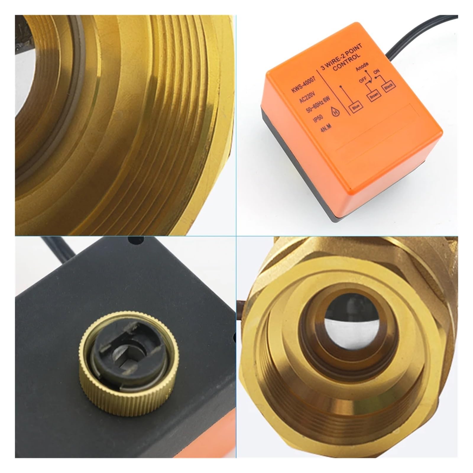 Valvola a sfera motorizzata a 2 vie in ottone 1/2 "3/4" 1 "DN15/DN20/DN25 Elettrovalvola elettrica a due comandi a tre fili 220 V CA 12 V CC 24 V(Dc12-24v-3 Wire - 2 Point,1 Inch)