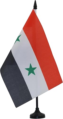 Miniatura 351 de Bandera de la bandera del Líbano de AZ, 3.9 x 5.9 in, bandera de escritorio libanesa, 5.9 x 3.9 in, barra y base de plástico negro