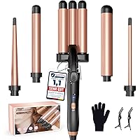 BESTOPE MIX Ferro Arricciacapelli 5 in 1- Set Ferro Arricciacapelli Rivestimento in Ceramica