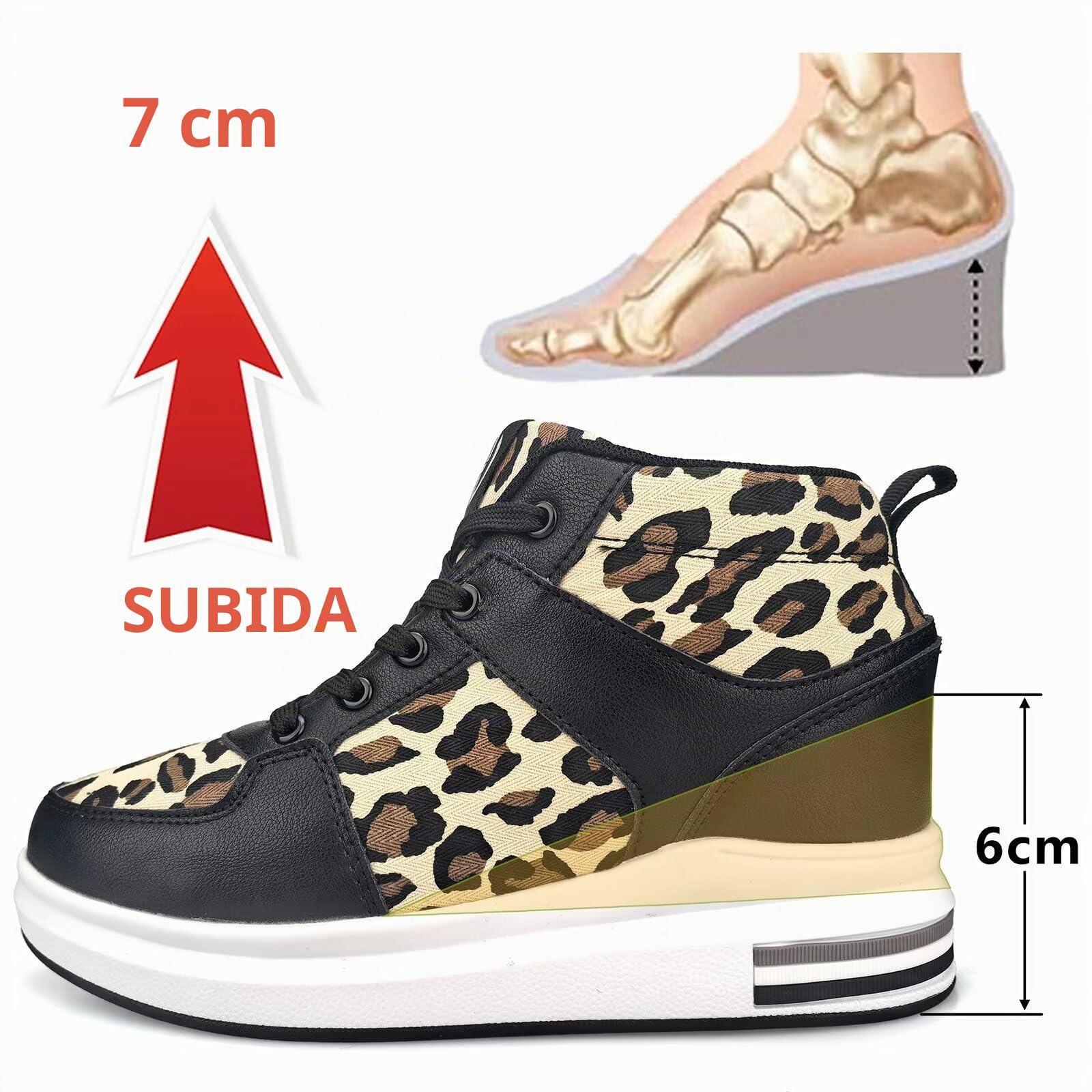 Zapatillas de Cuña para Mujer Zapatillas de Deporte Transpirable, Cómodo y Ligero