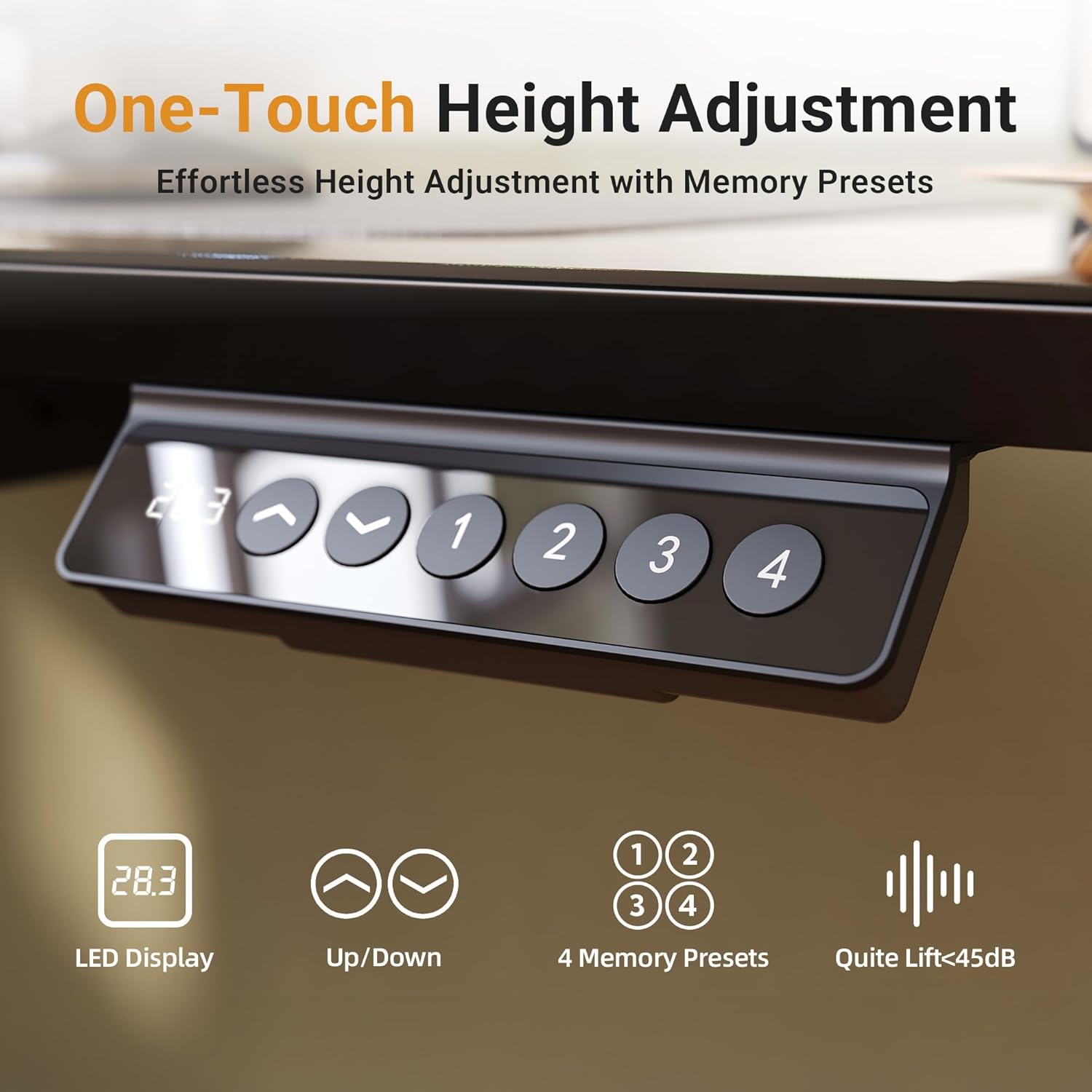 YDN Glass Standing Desk with Drawer, 32 x 19 Inches Electric Adjustable Height Desk, Sit Stand Home Office Desk with Tempered Glass Top, 4 Memory Presets Ergonomic Computer Desk, Black
