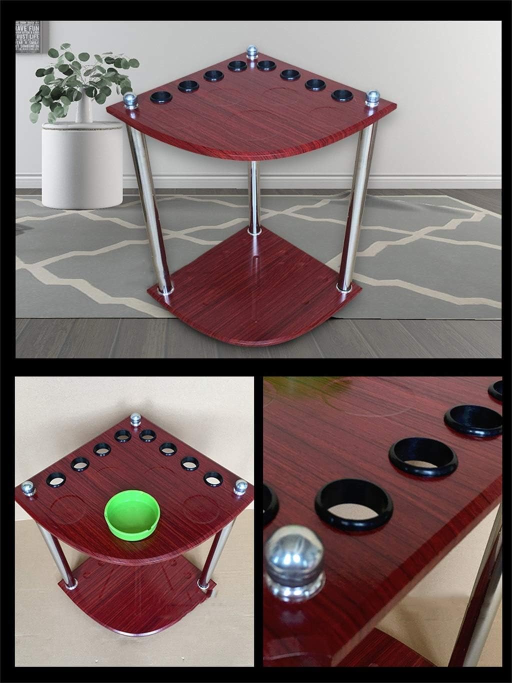 Pool Cue Rack,Natural Solid Wood Billiard Stick Stand Rack,Hold Up to 8 Snooker Cues