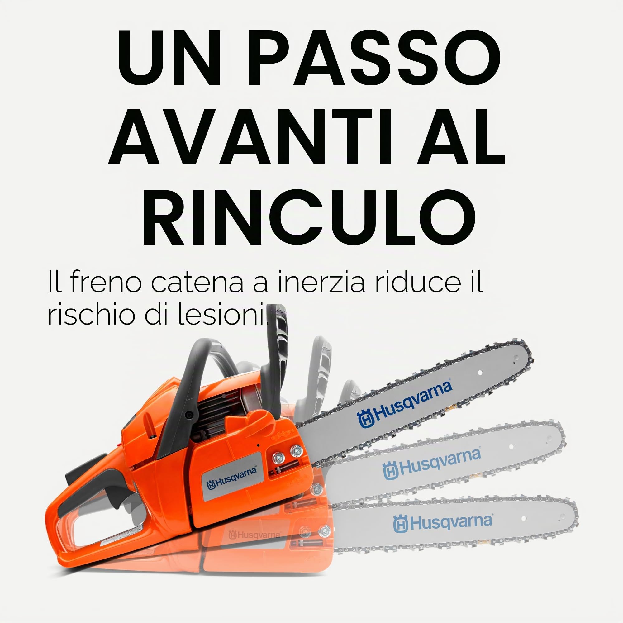 Motosega a scoppio Husqvarna modello 120 Mark II, 38.2 cc, 1.4 kW, barra da 35,6 cm, peso di 5.85 kg