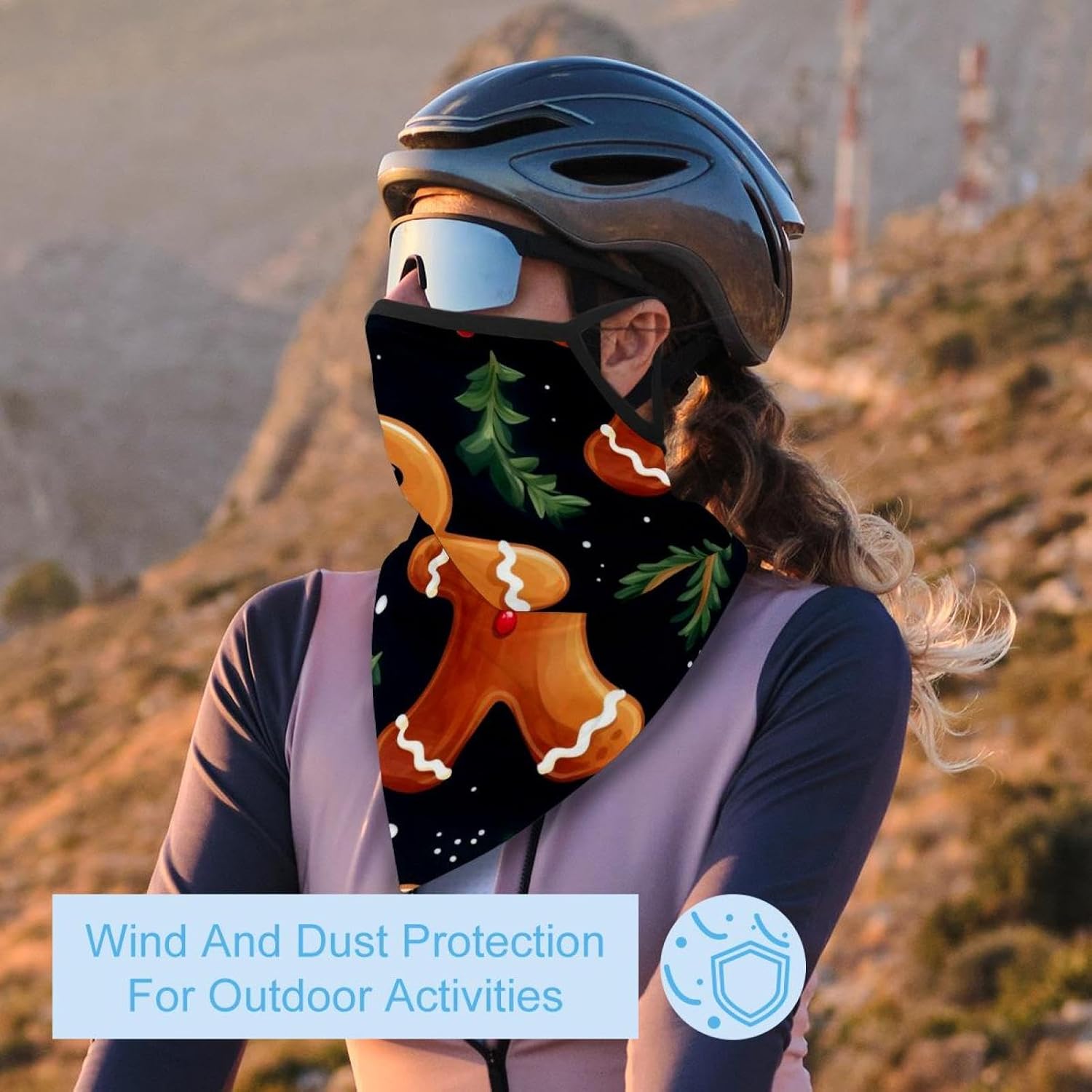 4 Pieces Christmas Gingerbread Man UV Protector Scarf, Summer Cooling Neck Gaiter for Men/Women