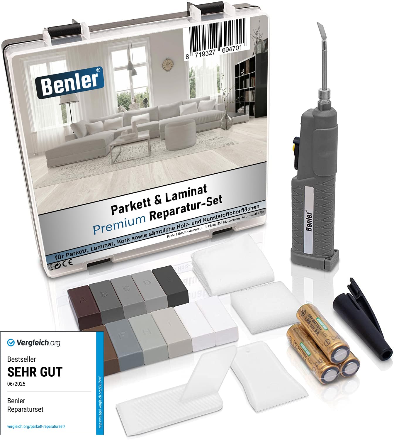 Kit di riparazione professionale per laminato grigio e vinile, kit di riparazione di legno e cera dura