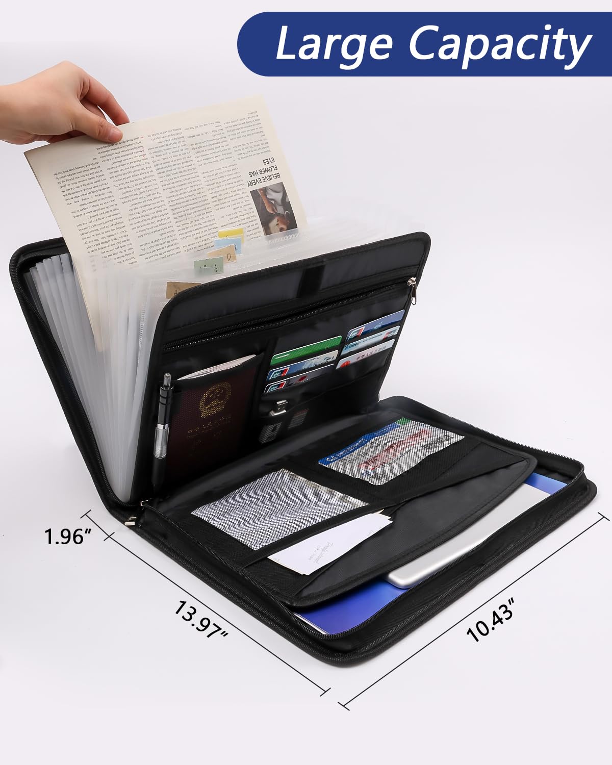 Trieur A4 Ignifuge Résiste à 2000°F Revêtement de Silicone 13 Compartiments Imperméable