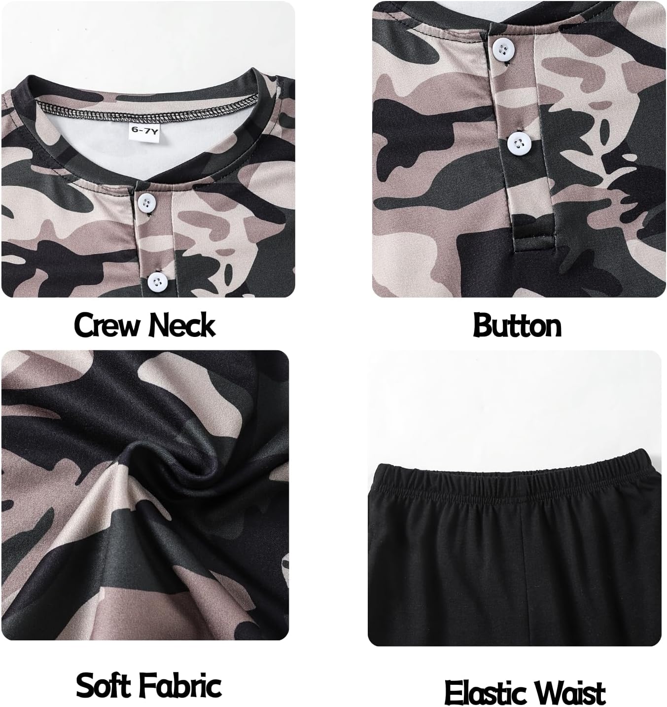 Boy's 2-Piece Summer Outfit Short Sleeve Henley Tee and Shorts Set Casual Clothes for 6-13 Years Kids - Image 6