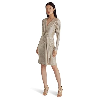 Lauren Ralph Lauren Metallic Stretch Knit Cocktail Dress Women