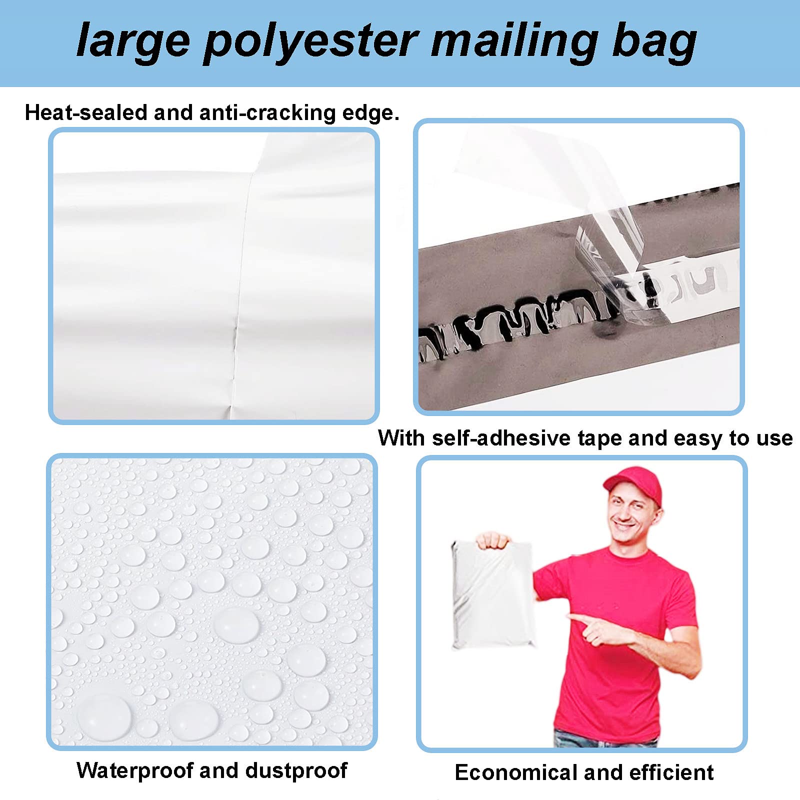 3P bardzo duże białe plastikowe torby pocztowe - 58 cm x 79 cm samoprzylepne torby do wysyłki, wysyłki, pakowania ubrań i pudełek