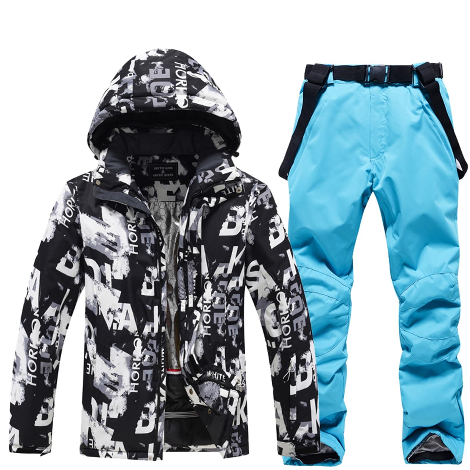 Completo da sci da uomo e donna, invernale, spesso, spesso, set da sci unisex con giacca softshell impermeabile e pantaloni impermeabili, tuta da neve da snowboard abbigliamento impermeabile set