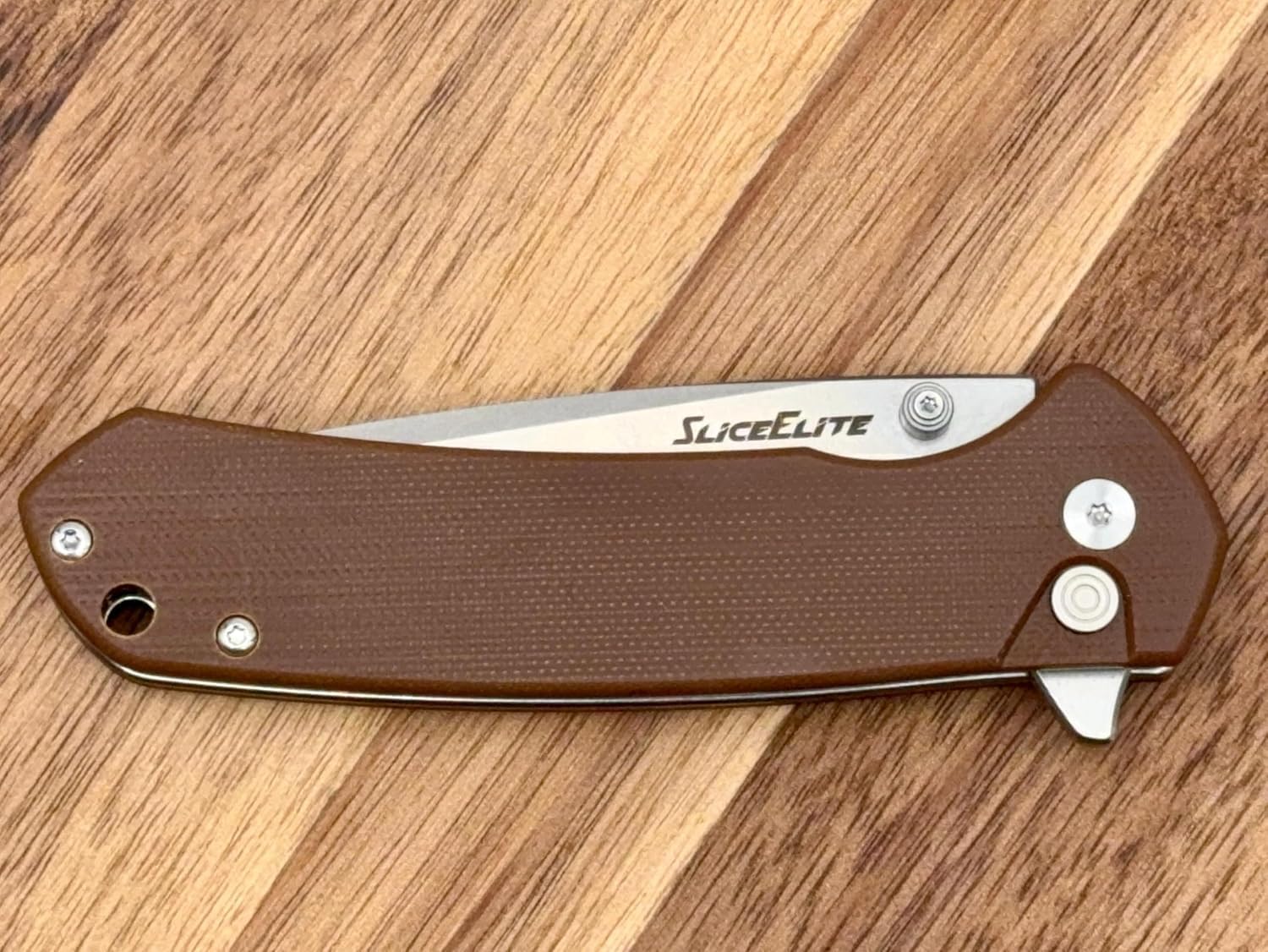 SliceElite Badlands EDC Folding Knife 3.7 Inch D2 Steel Tanto Blade Brown G10 Handle Button Lock Pocket Knife for Men Women Camping Hunting Outdoor EDC Gear Pocket Knives Lightweight Tool Gift