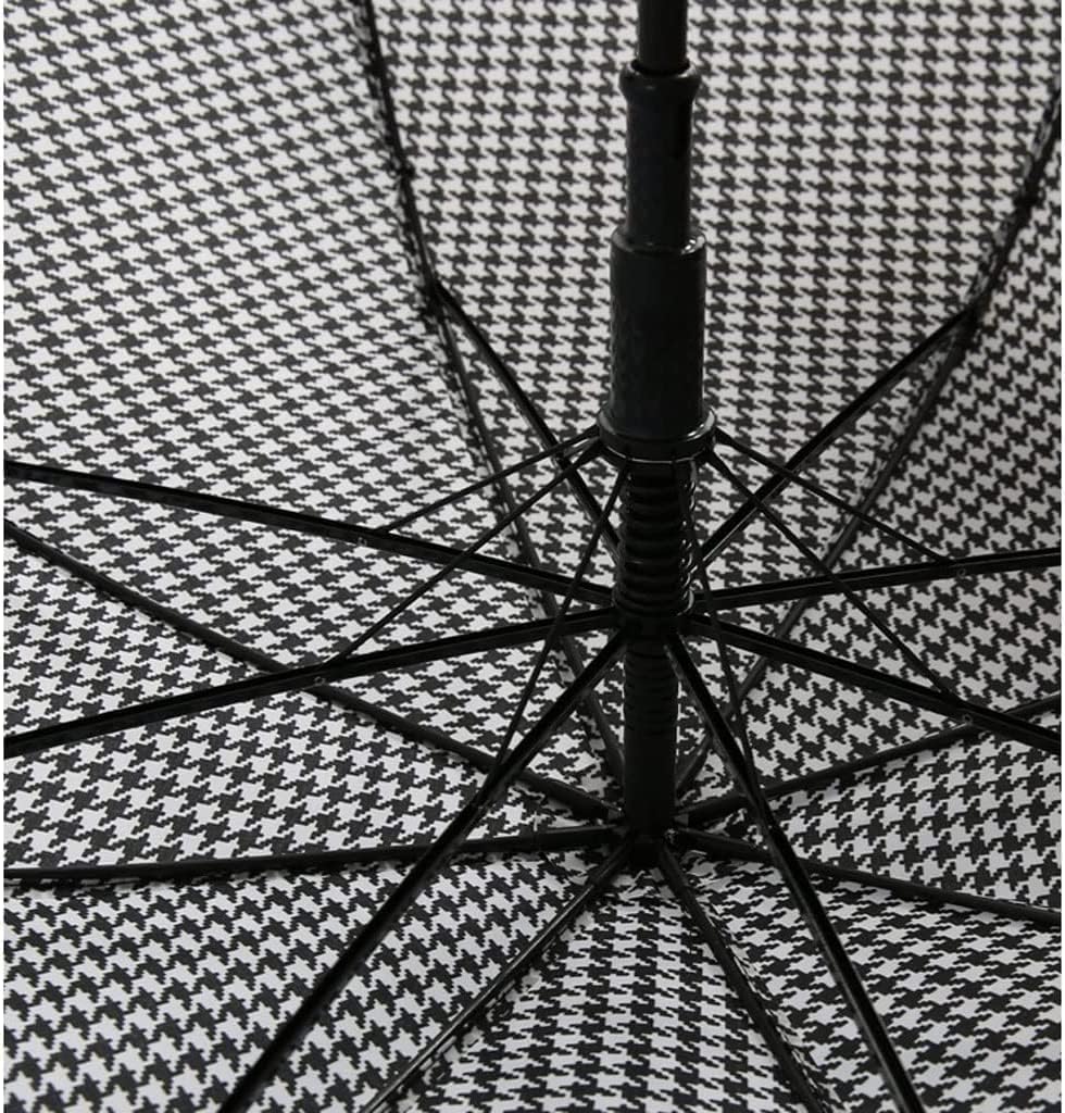 Windproof Umbrella Strong Umbrellas Umbrella Rainproof Large Canopy Stick Umbrella Houndstooth Windproof J Hook Handle Cane Umbrella Umbrellas for Rain (Color : C, Size : 86CM)
