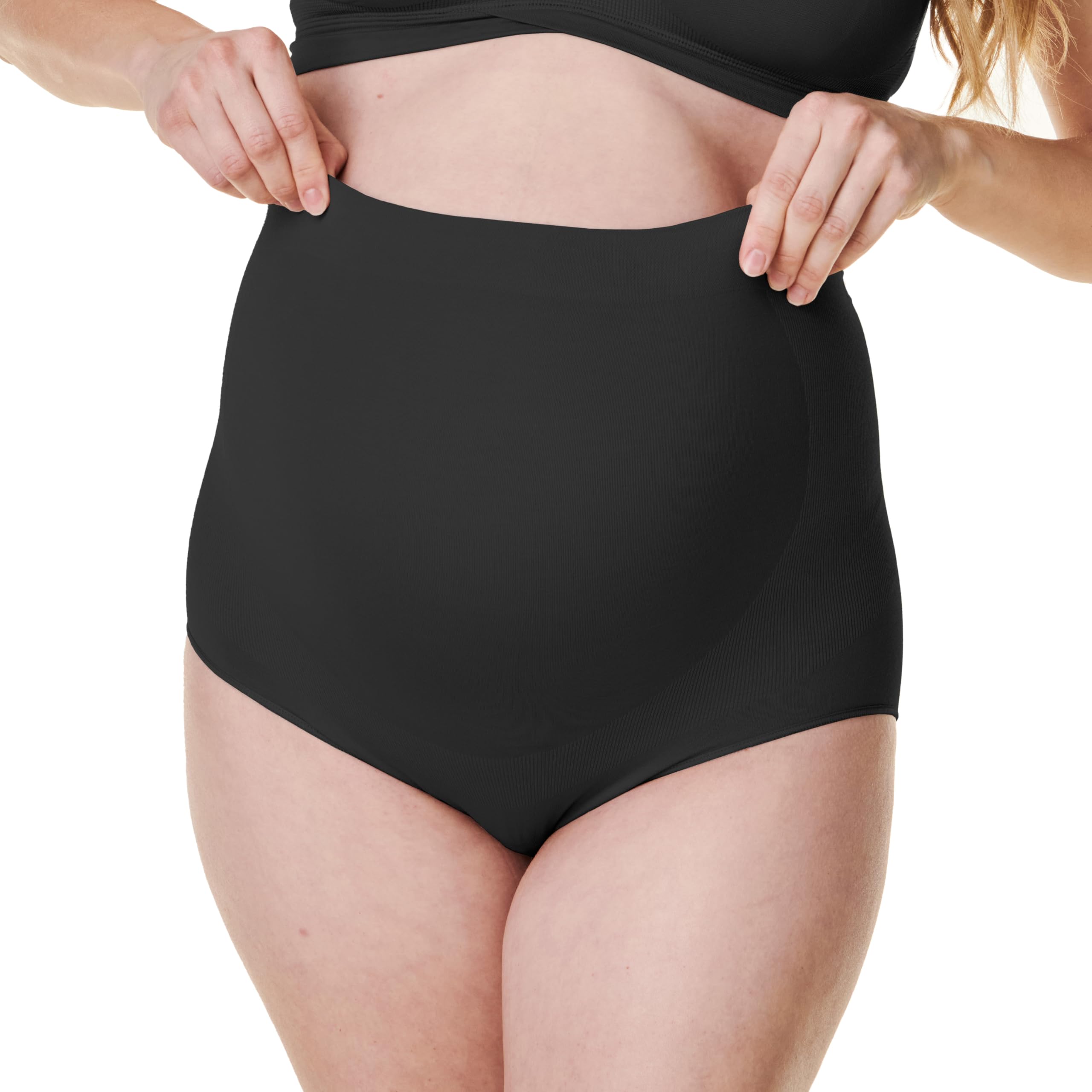 Bravado Designs Maternity Panties, Women's Over-the-bump High Waisted Seamless Pregnancy Underwear, Black, X-Large