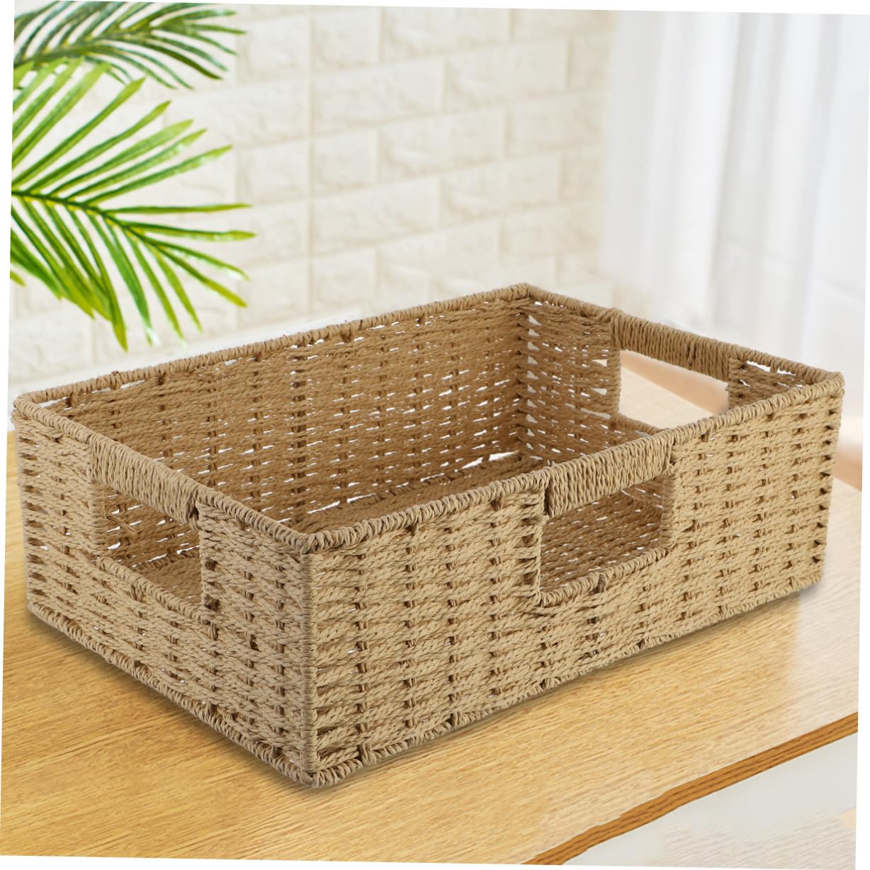 Aufbewahrungskorb aus Rattangeflecht, 1 Stück, Beige | Kleinigkeitenkorb, Handliches Design, für Ordnung im Regal, Natürliche Flechtoptik
