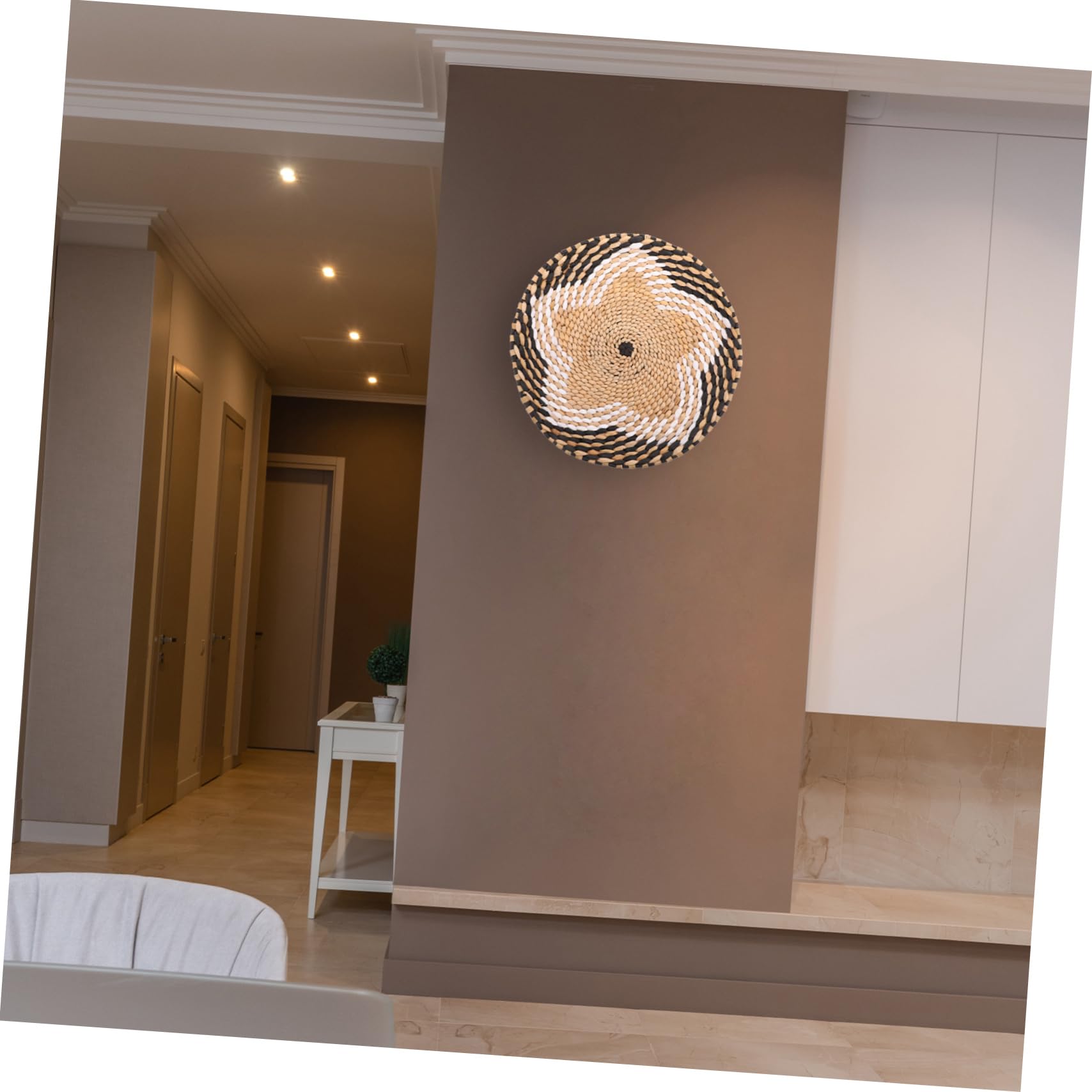 Wandbehänge ausRattan für den Innenbereich, 2 Stück Stroh-Wanddekoration, Weidendekor, afrikanische Wandkörbe, Flacher Korb, Wanddekoration, Weidenteller for die Wand, Stroh-Wandkorb