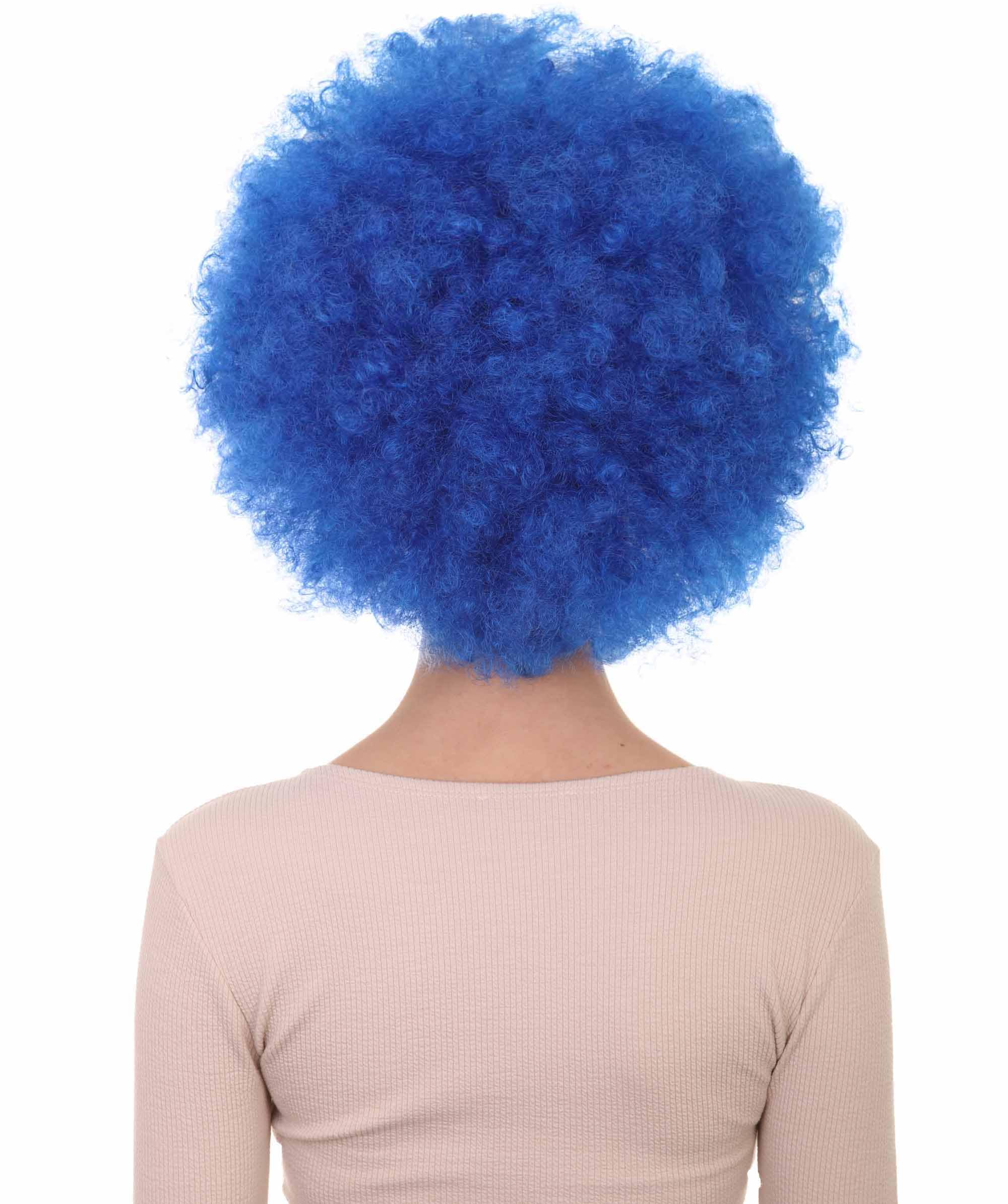 HPO Unisex Blue Afro Clown Jumbo Curly Halloween Wig, Medium - Image 3