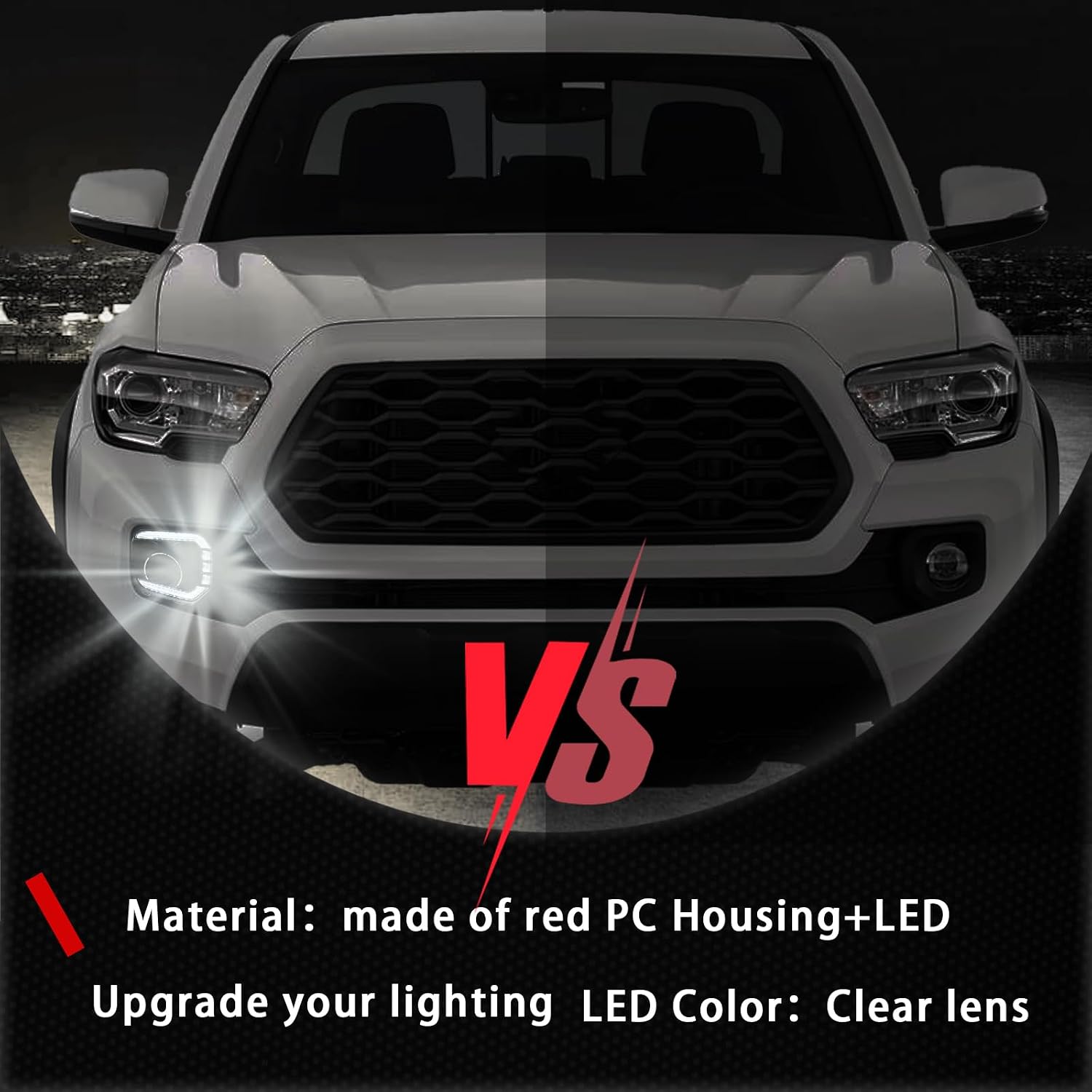 Switchback White/Amber LED Front Fog Daytime Running Lamp w/Dynamic Flash LED Turn Signal Light Feature Kit For Toyota TACOMA 2016-2023 SR TRD Pro Replacement Front Bumper (16-23)