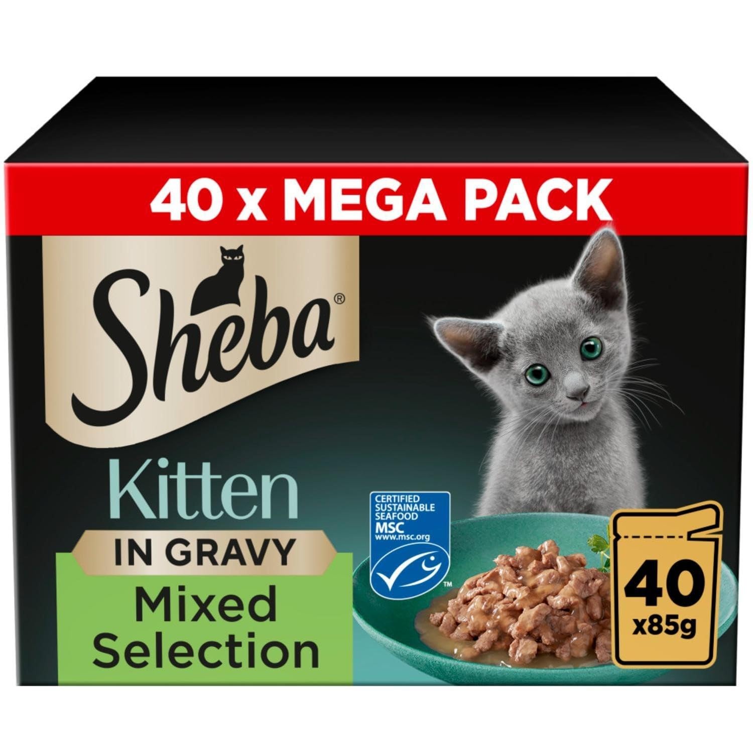 120 x 85g Sheba Sauce Collection Kitten Cat Food Pouches Mixed Selection in Gravy