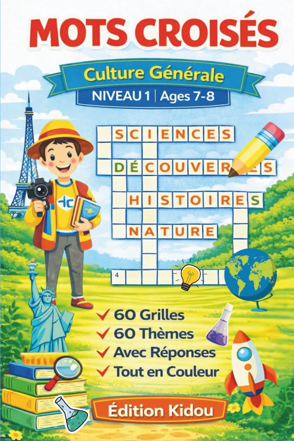Mots croisés – Culture Générale – Niveau 1: Mots croisés éducatifs et ludiques pour enfants de 7–8 ans | Science, Nature, Histoire & notions de base