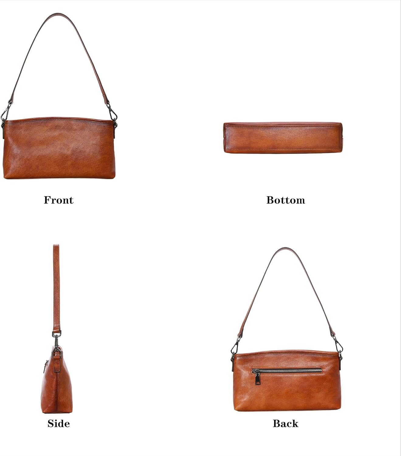 HESHE Leather Crossbody Bags for Women Lightweight Shoulder Purse Zipper Soft Vintage Satchel Handbags Travel Purse - Image 5