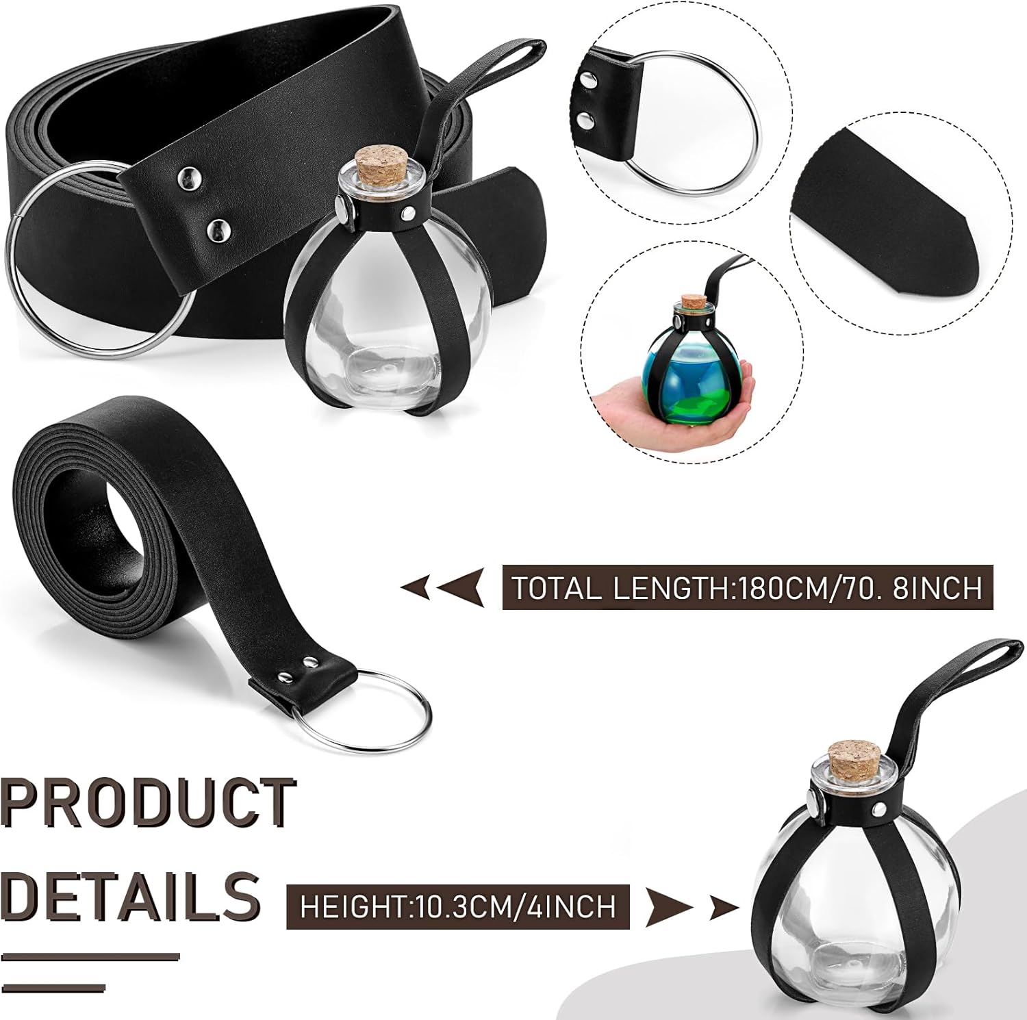 Haysandy Pirate Corset Women Halloween Witch Costume Medieval Renaissance Belt with Pouch Cork Potion Bottle Waist Bag - Image 2