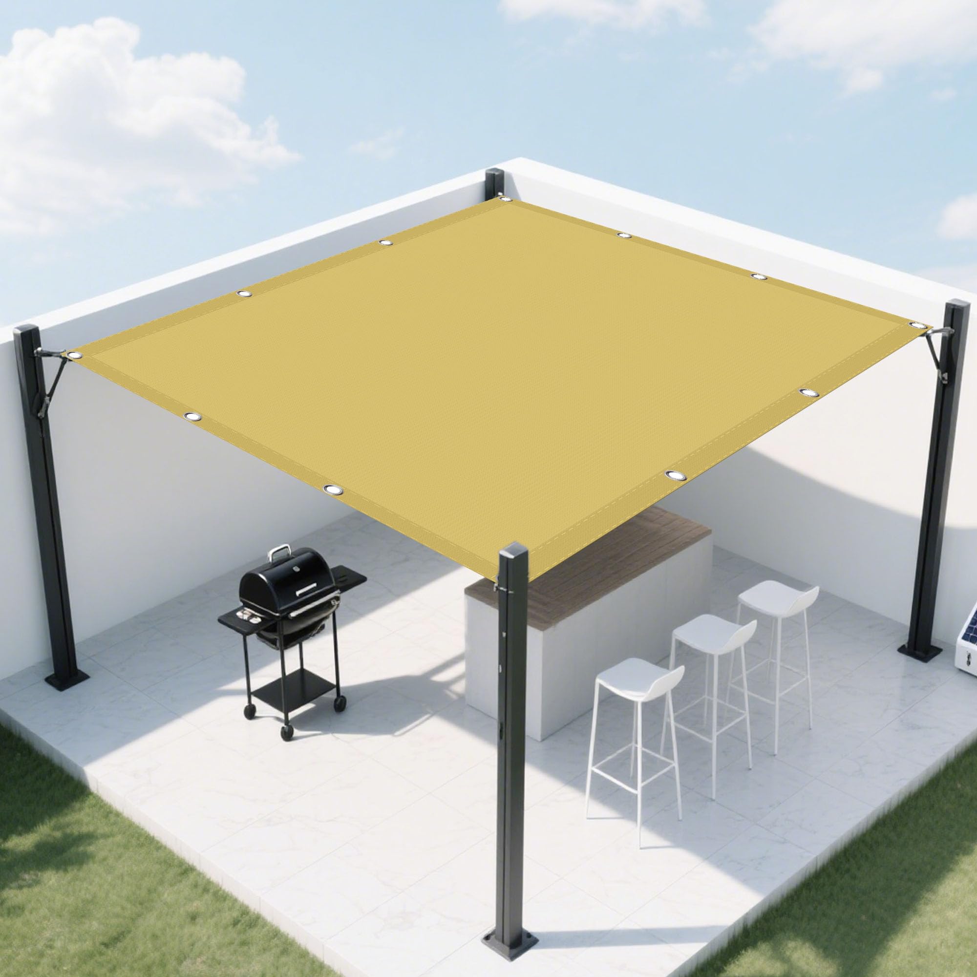 Toile solaire rectangle bloquant 98% UV contre la chaleur sur terrasse