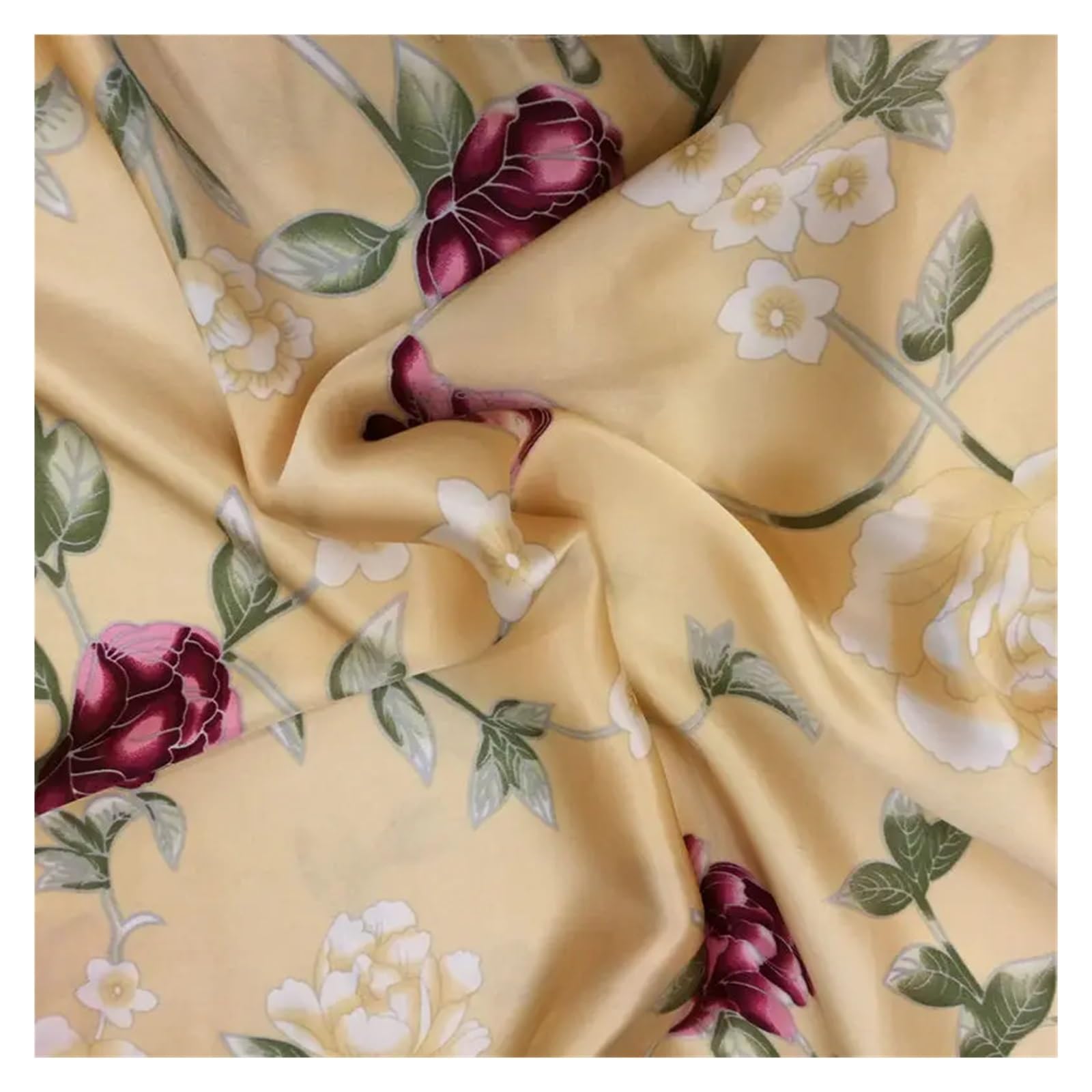 Tela de Satén Tela De Seda 100% Estampada China Nature Pura Multicolores Para coser(Color-32,1 meter)