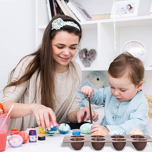 Miniatura 6 de Paquete de 2 moldes de silicona para huevos de Pascua, 8 cavidades para decoración de pasteles, molde para hornear en forma de huevo para hacer