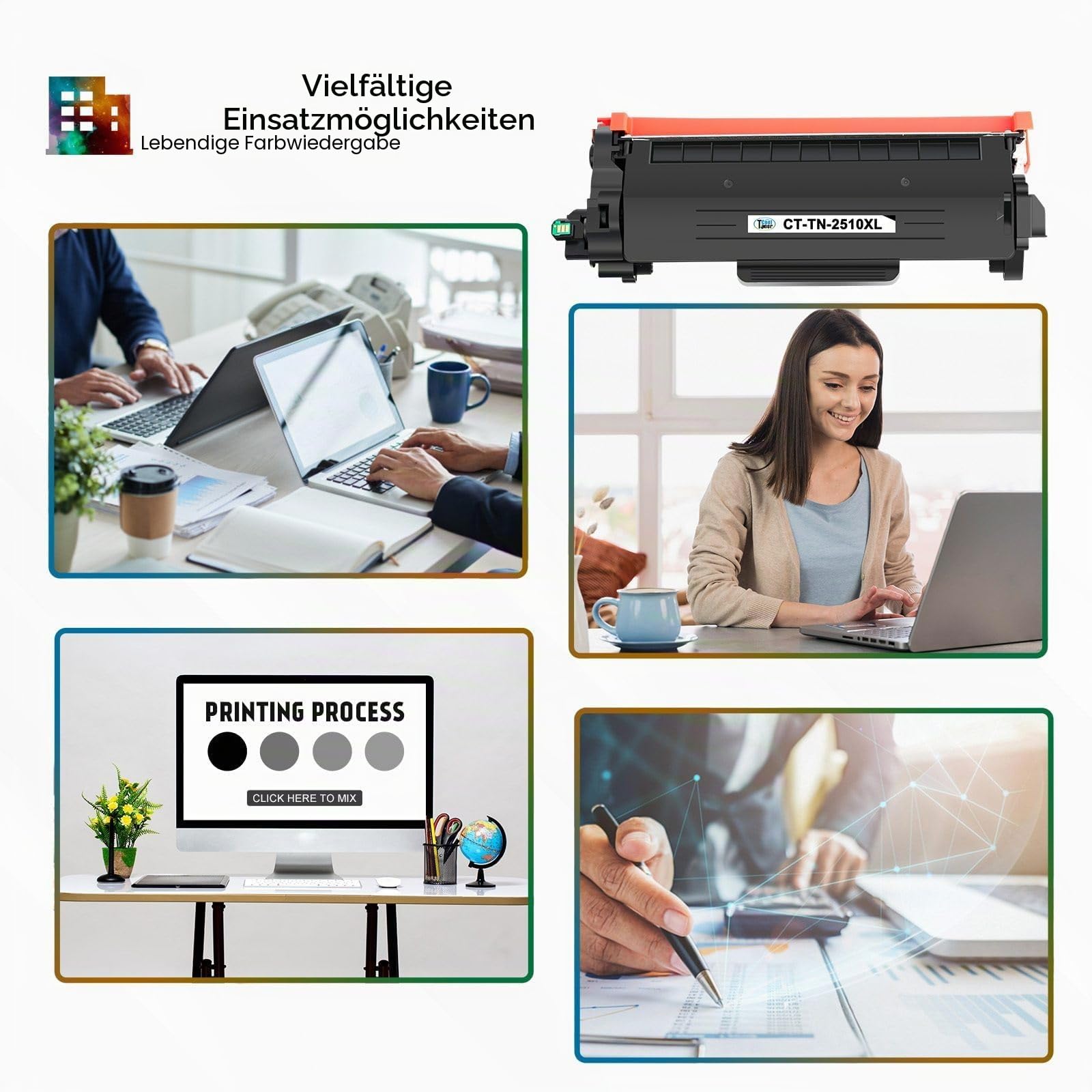 TN2510XL TN2510 HL-L2400DWE Toner Kompatibel für Brother TN-2510XL TN-2510 für HL-L2400DW MFC-L2835DW MFC-L2800DW MFC-L2860DWE DCP-L2620DW DCP-L2627DW Mit Chip (4 Schwarz) | Kompatibel für TN-2510XL TN-2510 TN 2510XL 2510 HL-L2400DW MFC-L2835DW MFC-L2800D