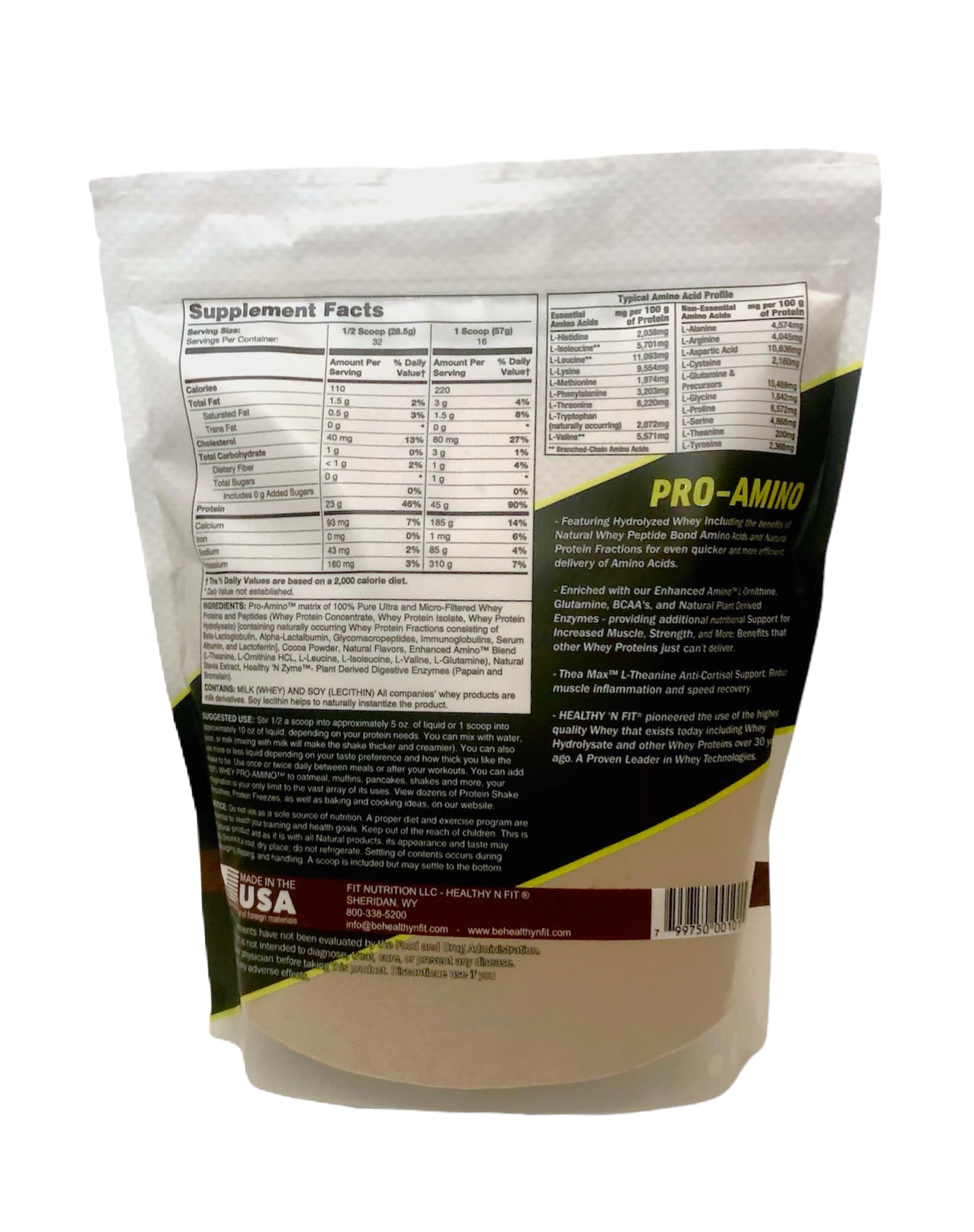 Healthy ‘N Fit 100% WHEY PRO-AMINO v2.0-Chocolate (2lb): 100% Whey Protein PLUS Peptides From America’s #1 Brand in Supplements, Technology and Purity. — Amazon image 2