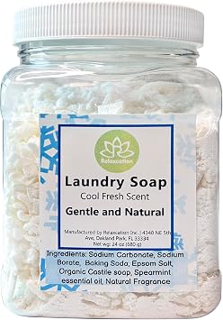 Natural Laundry Detergent Soap | Hypoallergenic Deep Cleaning Washing Powder | Eco-Friendly, Safe, and Effective with BORAX, SODA ASH, EPSOM SALT, BAKING SODA and CASTILE SOAP 65 Loads