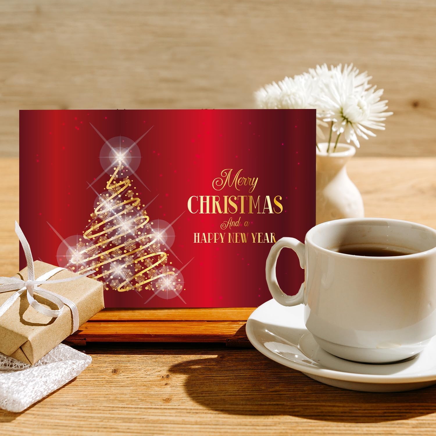 Lot de 30 cartes de Noël élégantes de qualité supérieure avec 30 enveloppes, 12 x 18 cm, cartes pliantes pour entreprises, cartes de Noël, merry christmas joyeux Noël
