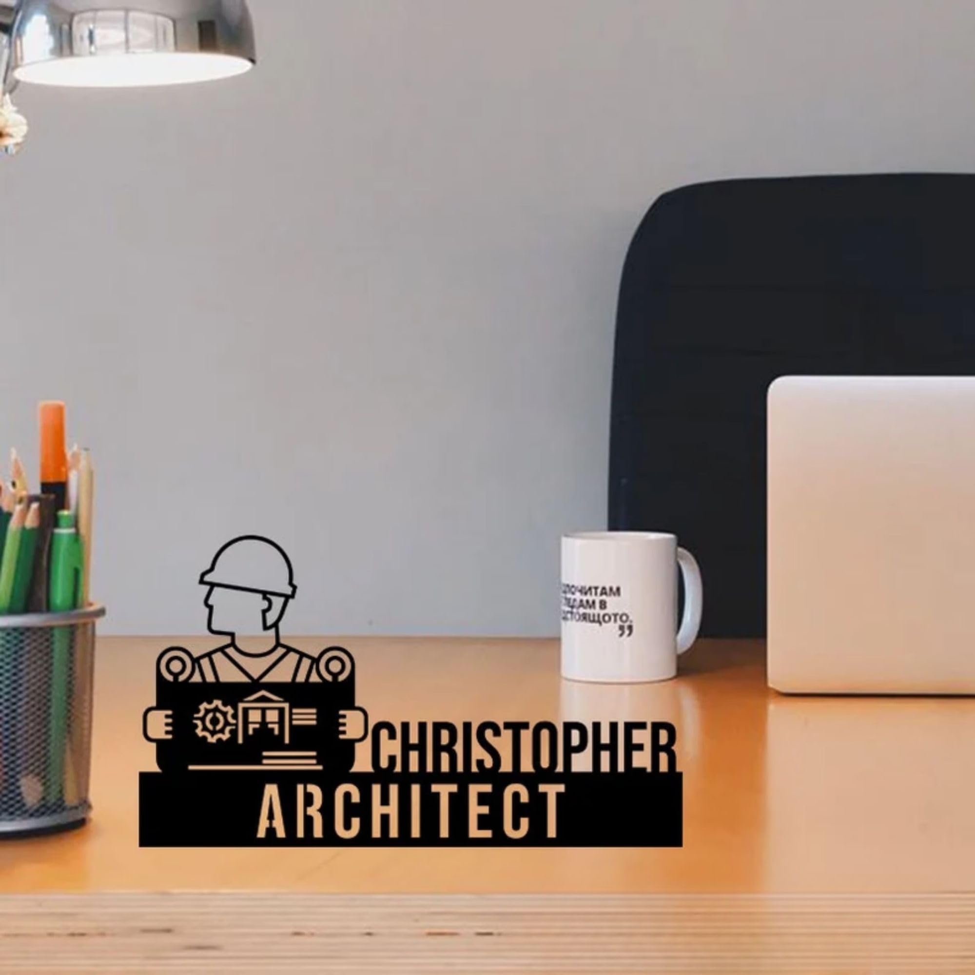 Artsycollection® Personalized Desk Metal Name Plate for Architect – Custom Engraved Professional Office Table Name Plate, Premium Metallic Finish Name Sign for Architects, Office Desk Decor-image-41