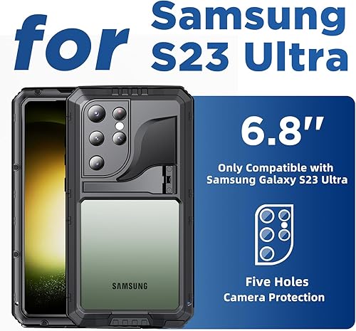 Miniatura 2 de Mitywah Funda impermeable para Samsung Galaxy S23 Ultra, funda de metal resistente, carcasa de cuerpo completo a prueba de golpes con protector de