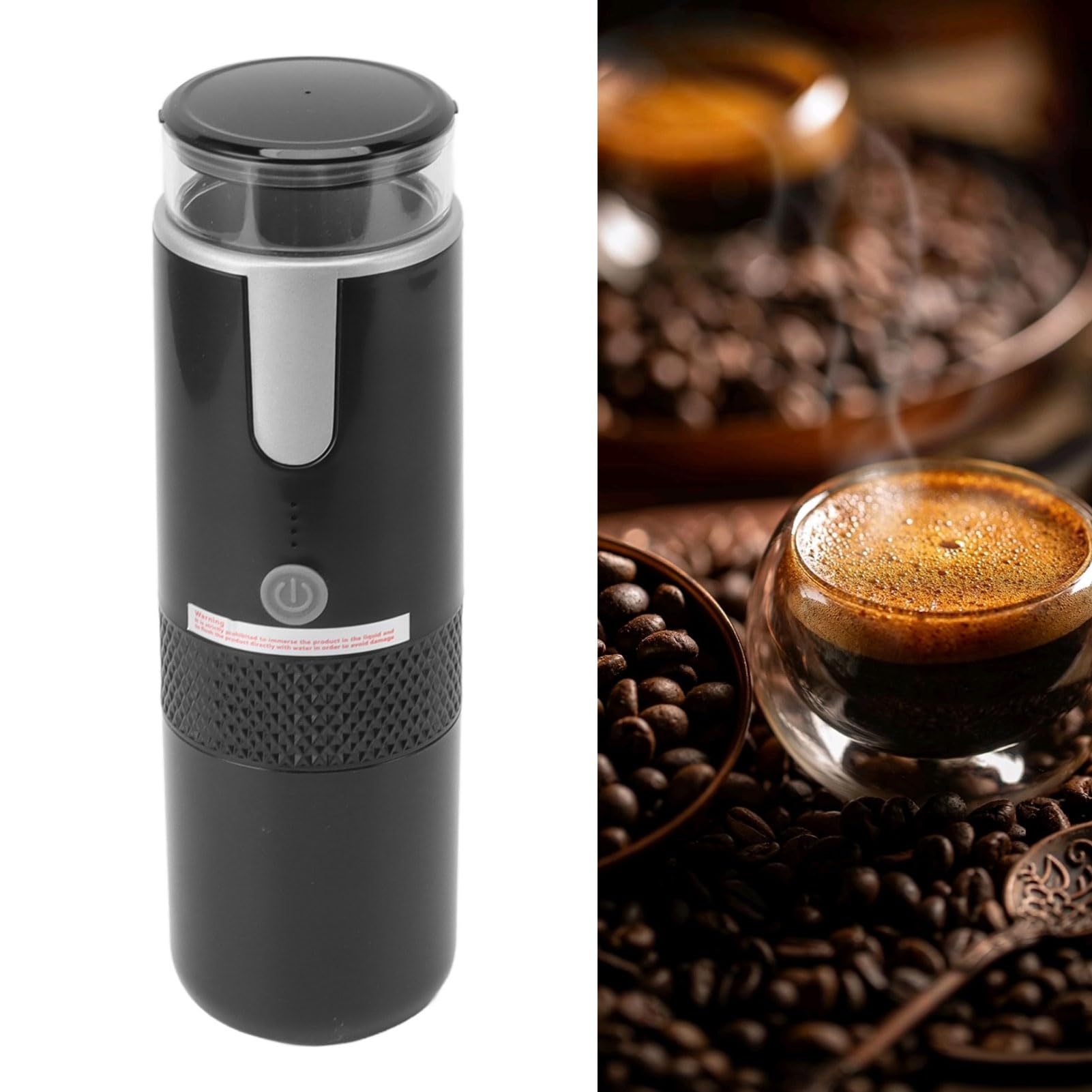 Fockety Cafetera Espresso Portátil, Cafetera de Viaje Compatible con Cápsulas K Cup y Café Molido, Batería 1200mah, Cafetera Monodosis para Camping RV Senderismo Oficina