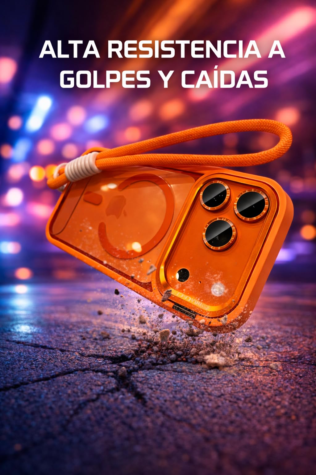 Genérico Funda Magnética Compatible con MagSafe para iPhone 17 Pro MAX con Soporte Plegable Integrado, Correa de Mano, Protección Cámara y Antigolpes