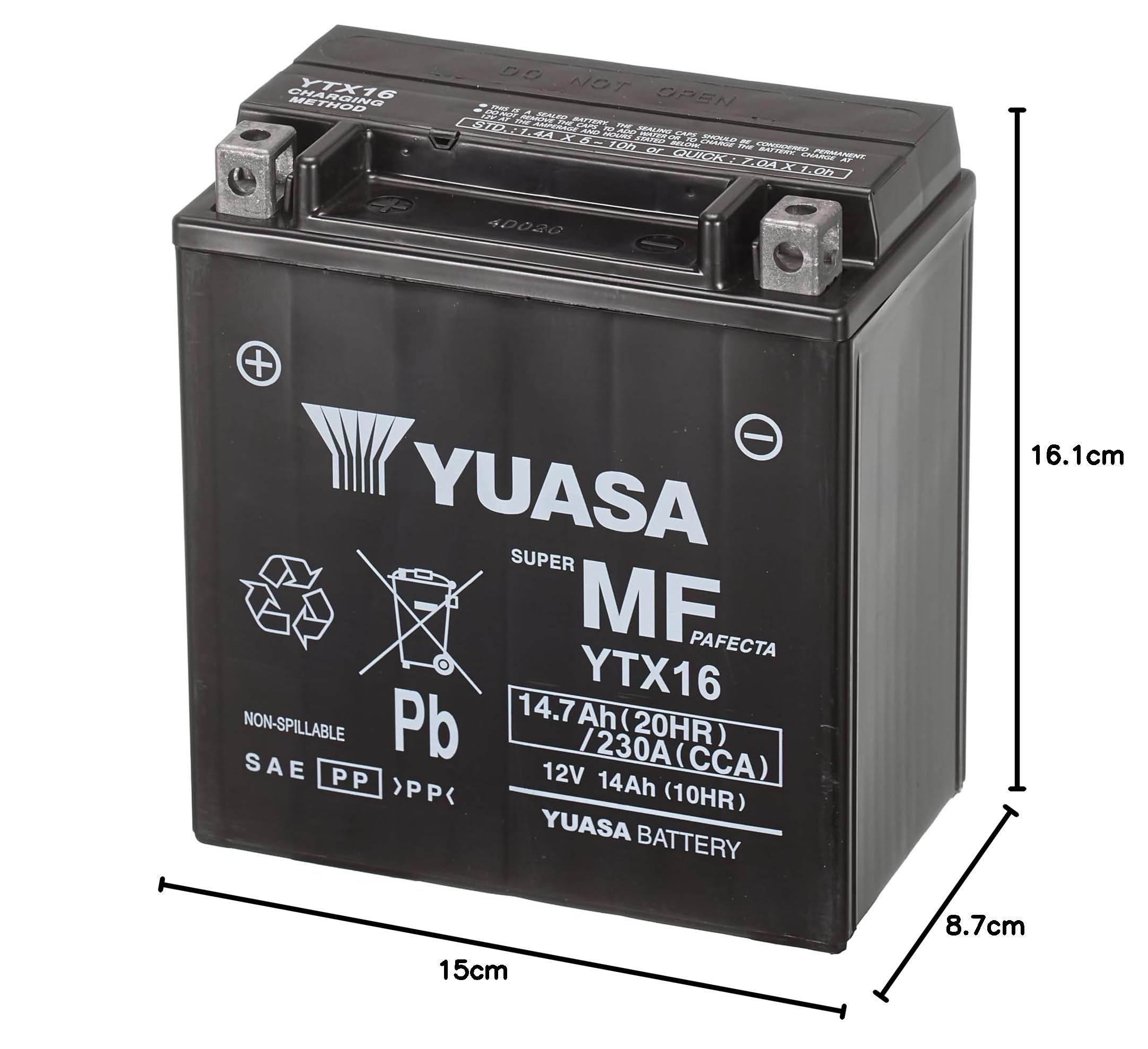 Yuasa ytx16-bs (WC) batteria senza manutenzione