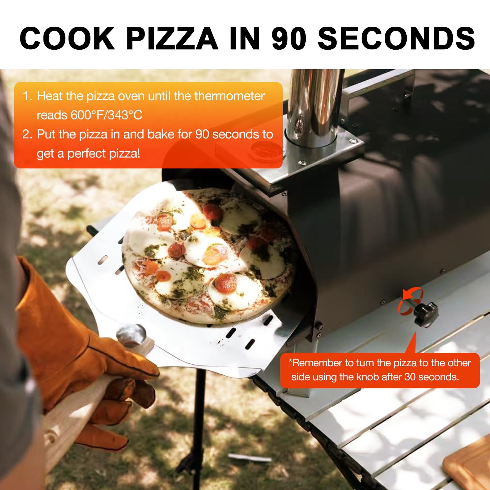 12Inch Per Pizza Portatile Per Feste, Forni Per Pizza A Pellet Di Legno, Griglia Per Pizza Esterna Con Pietra Per Pizza Girevole A 360°, Forni Per Pizza Da Tavolo, Per Cortile/Campeggio
